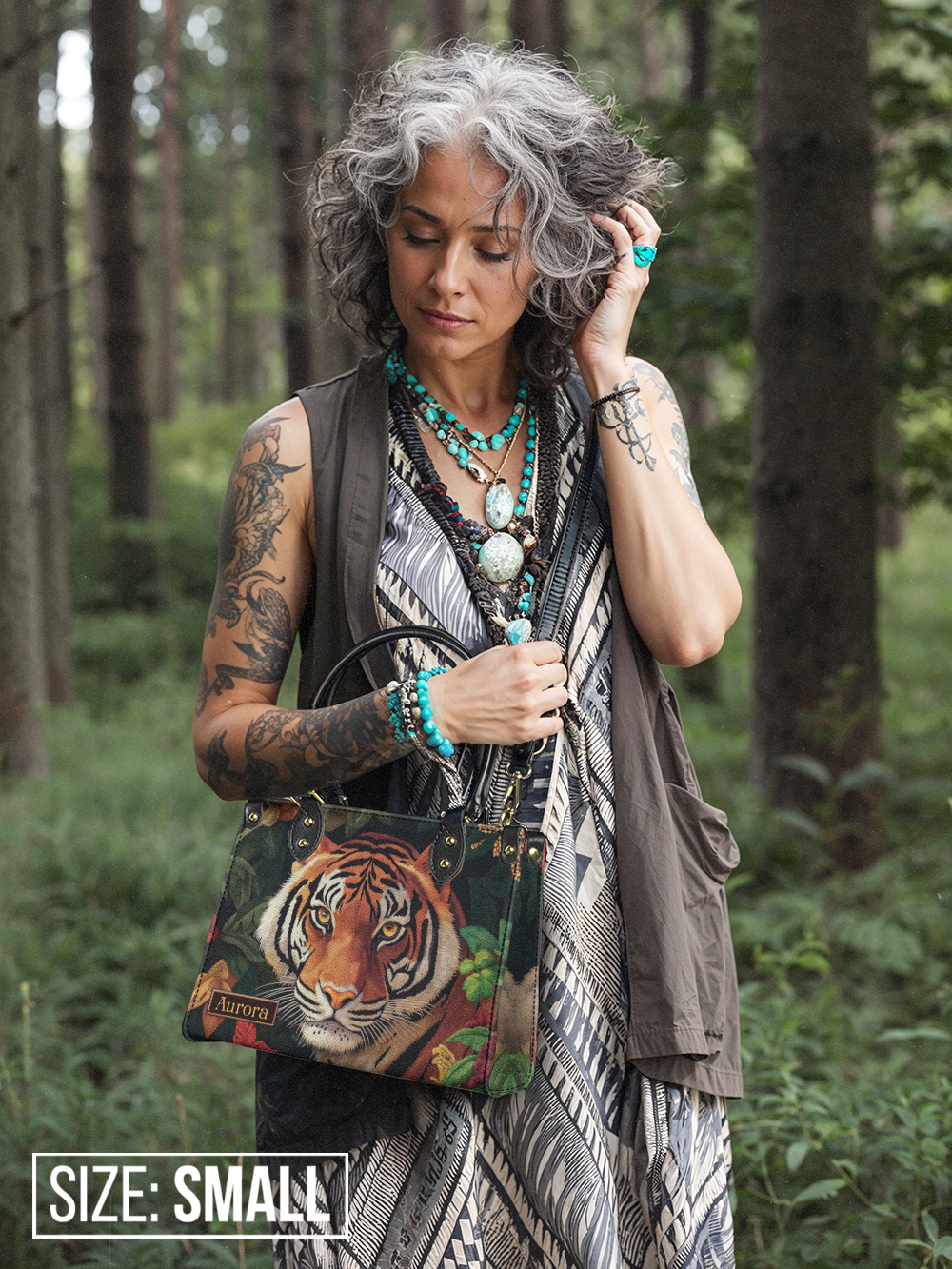 Bengal Tiger Jungle HTRZ27120110AM Leather Bag