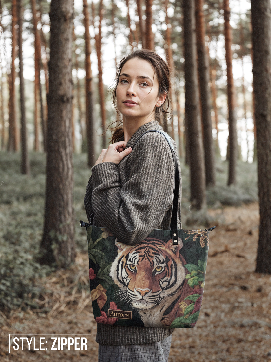 Bengal Tiger Jungle HTRZ30122969AB Leather Tote Bag