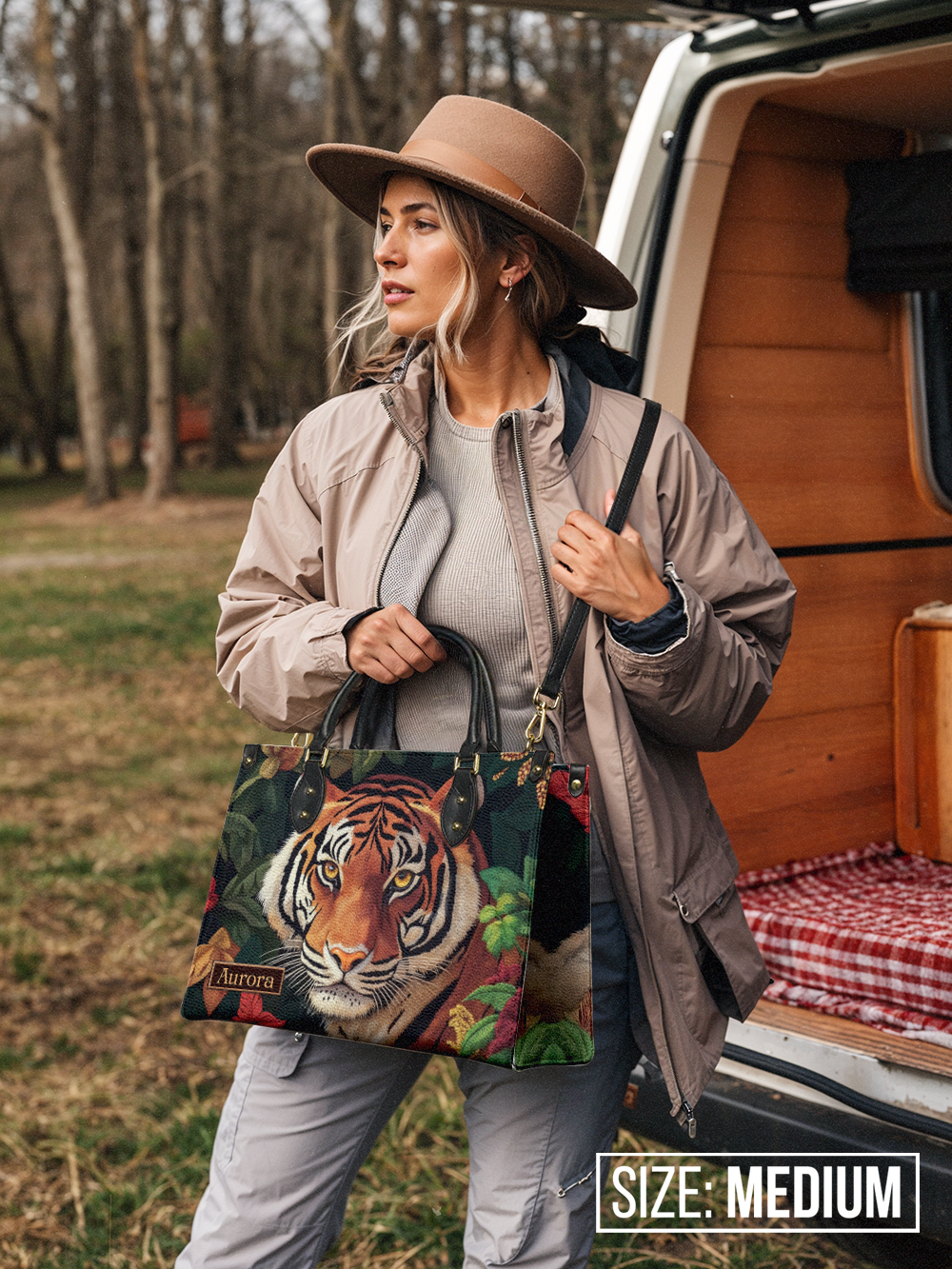 Bengal Tiger Jungle HTRZ27120110AM Leather Bag