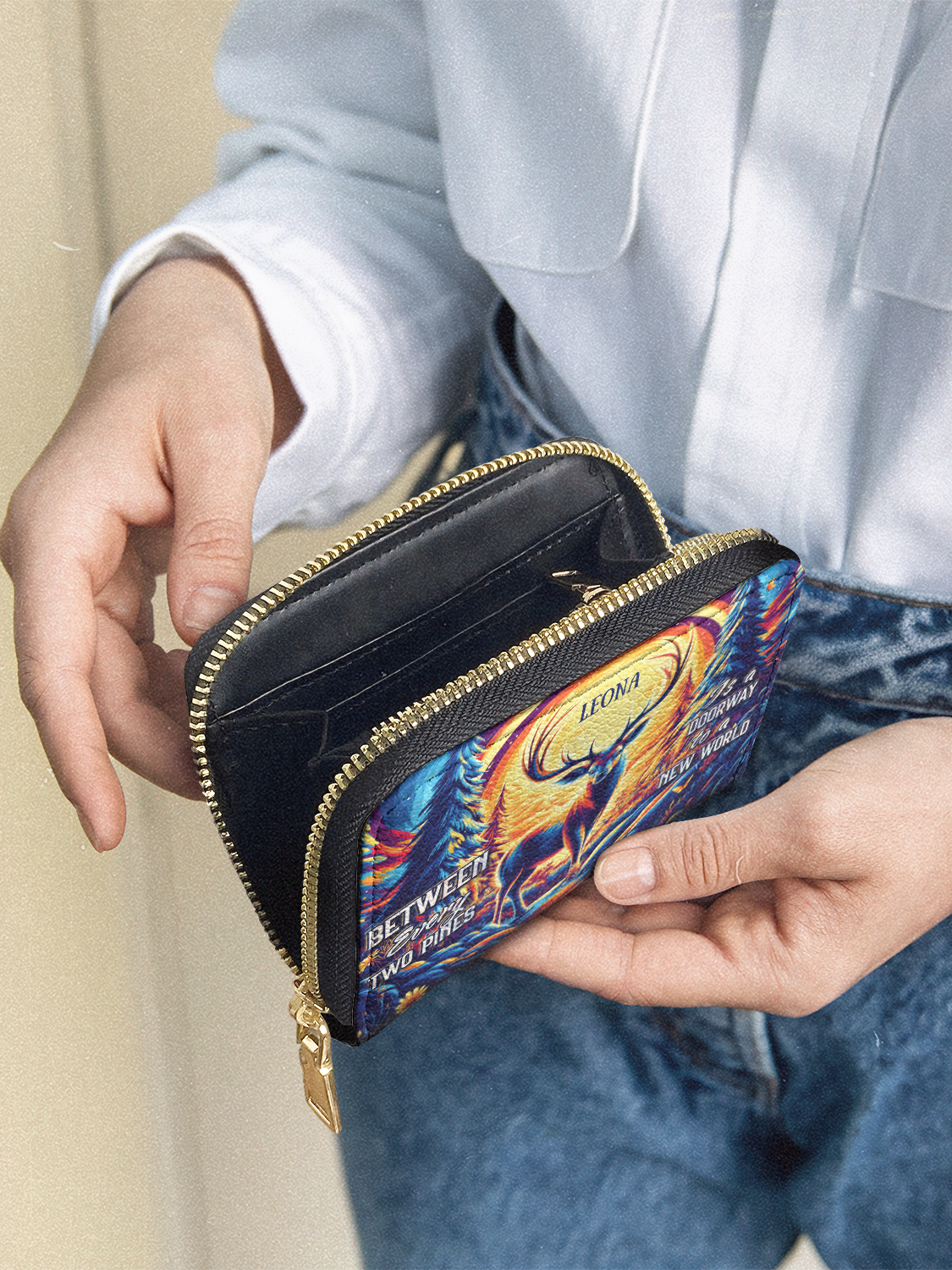 Between Every Two Pines Is A Doorway To A New World Deer Jungle HTRZ02019299DJ Mini Wallet