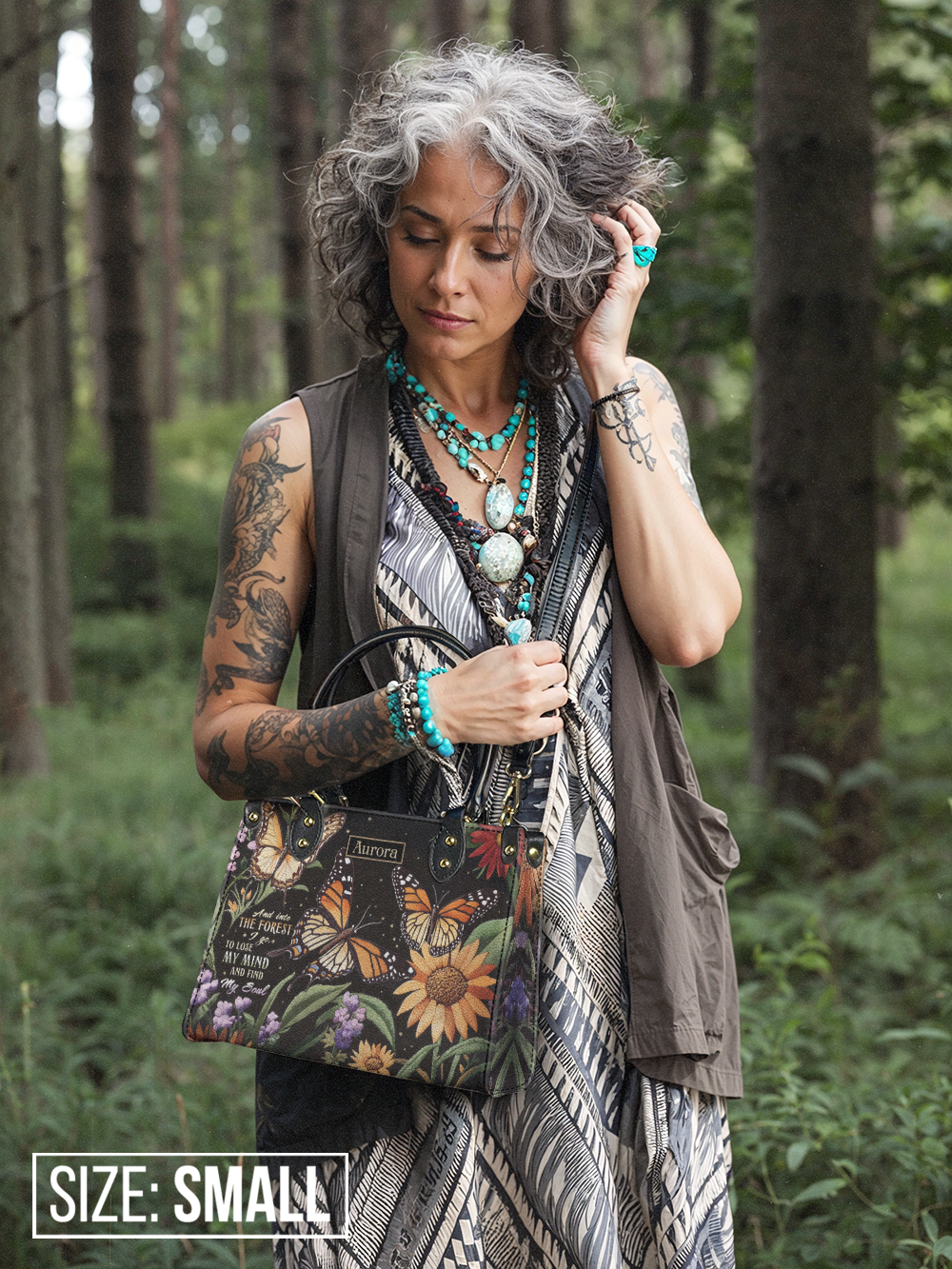 And Into The Forest I Go Butterfly Jungle HTRZ27124245RT Leather Bag