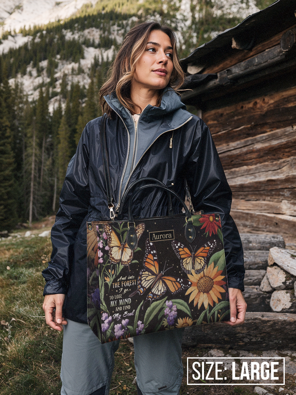 And Into The Forest I Go Butterfly Jungle HTRZ27124245RT Leather Bag