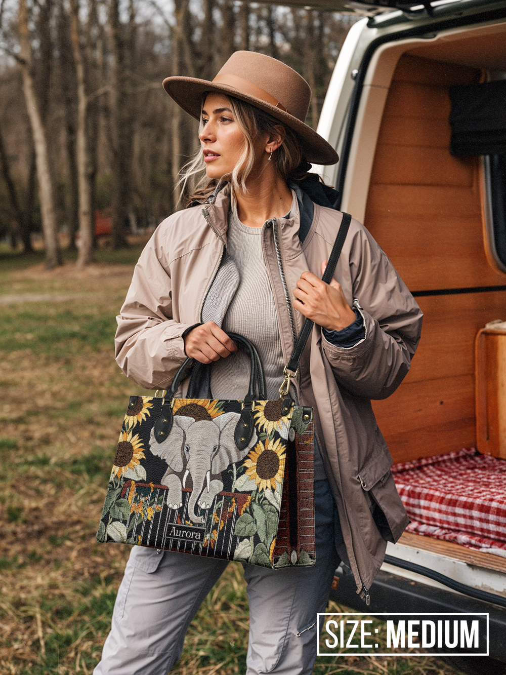 Elephant Sunflower HTRZ27124876ID Leather Bag