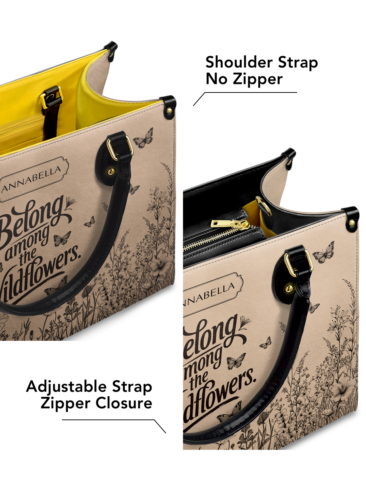 Belong Among The Wildflowers Butterfly HHRZ27126017DA Leather Bag