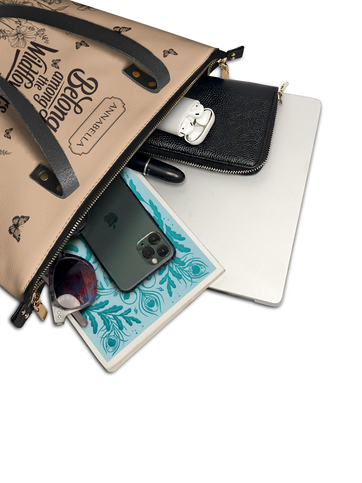 Belong Among The Wildflowers Butterfly HHRZ07010768JA Leather Tote Bag