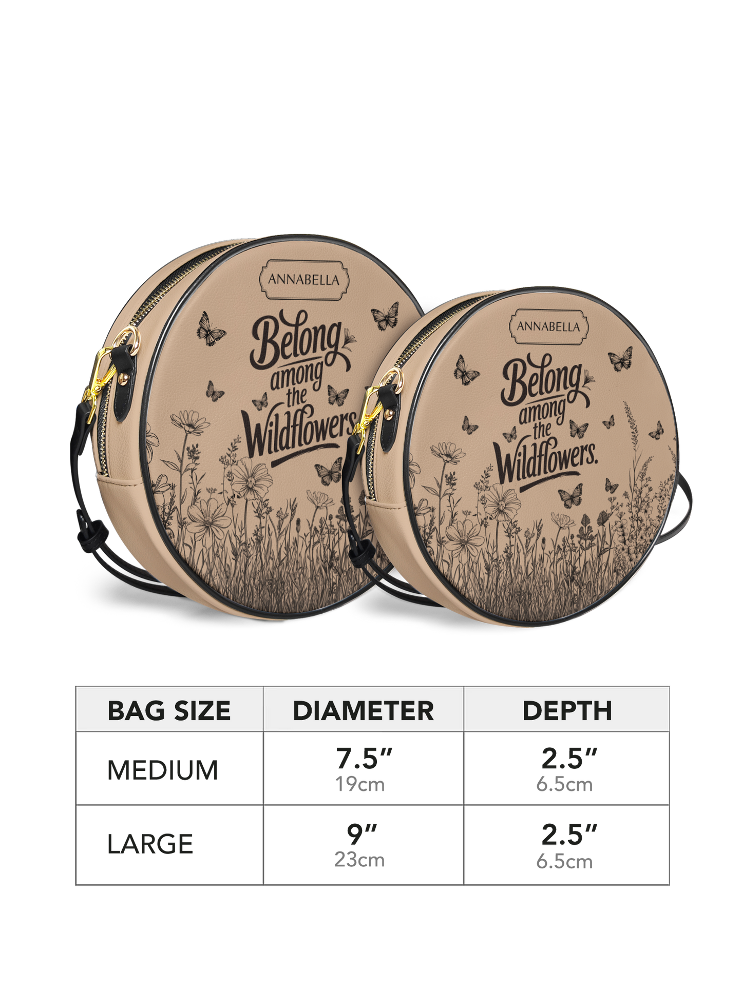 Belong Among The Wildflowers Butterfly HHRZ02012223CE Circle Crossbody Bag