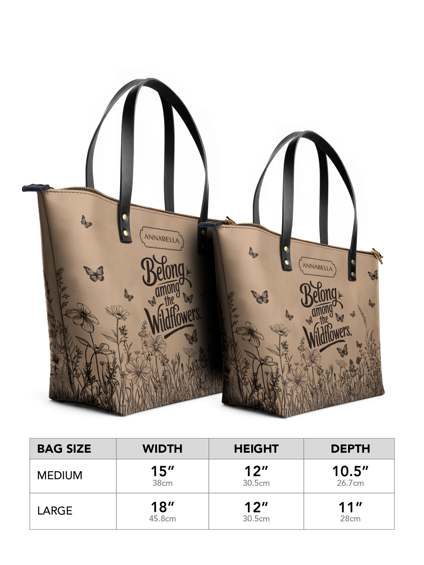 Belong Among The Wildflowers Butterfly HHRZ07010768JA Leather Tote Bag