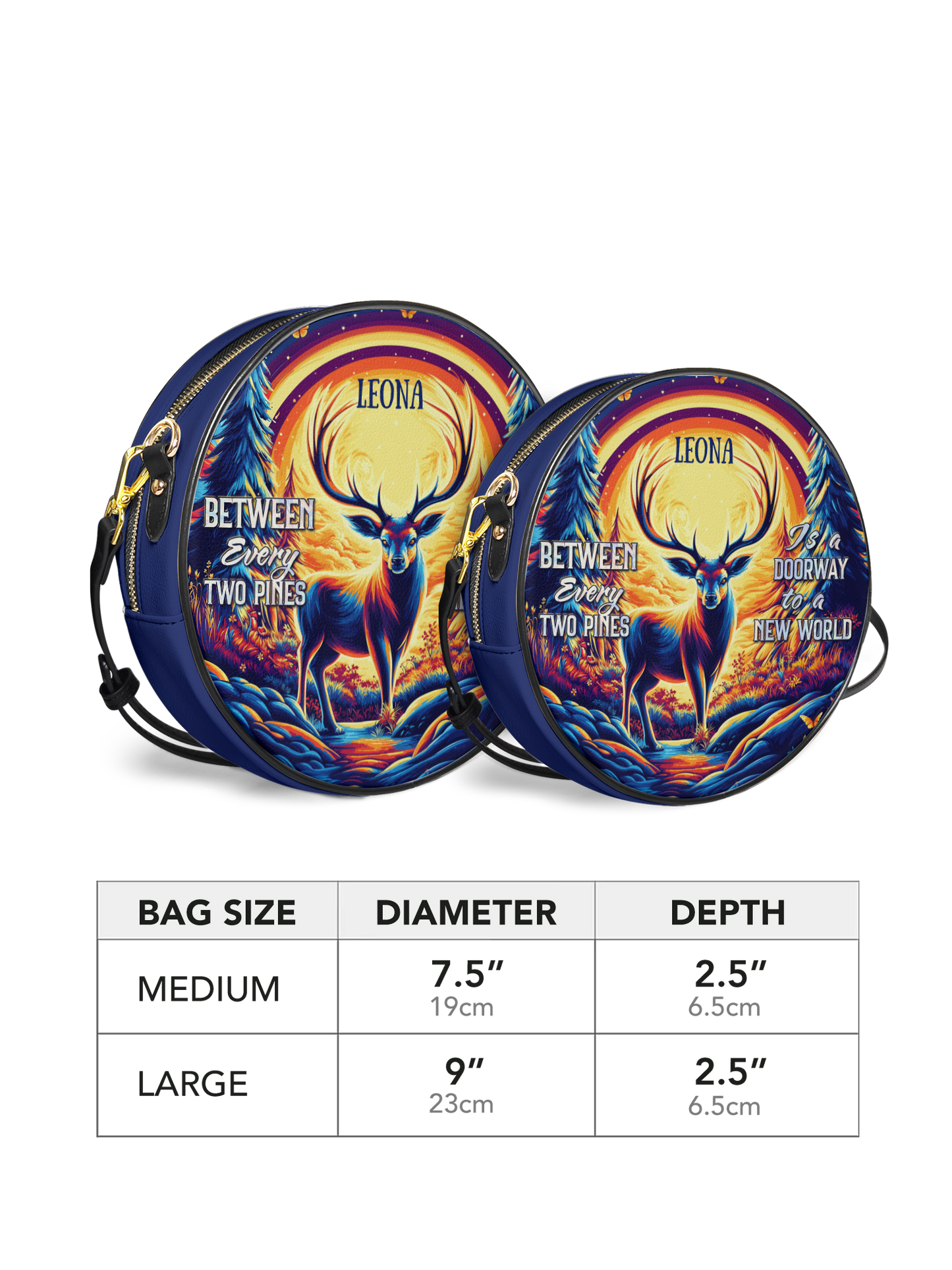 Between Every Two Pines Is A Doorway To A New World Deer Jungle HHRZ02018306OE Circle Crossbody Bag