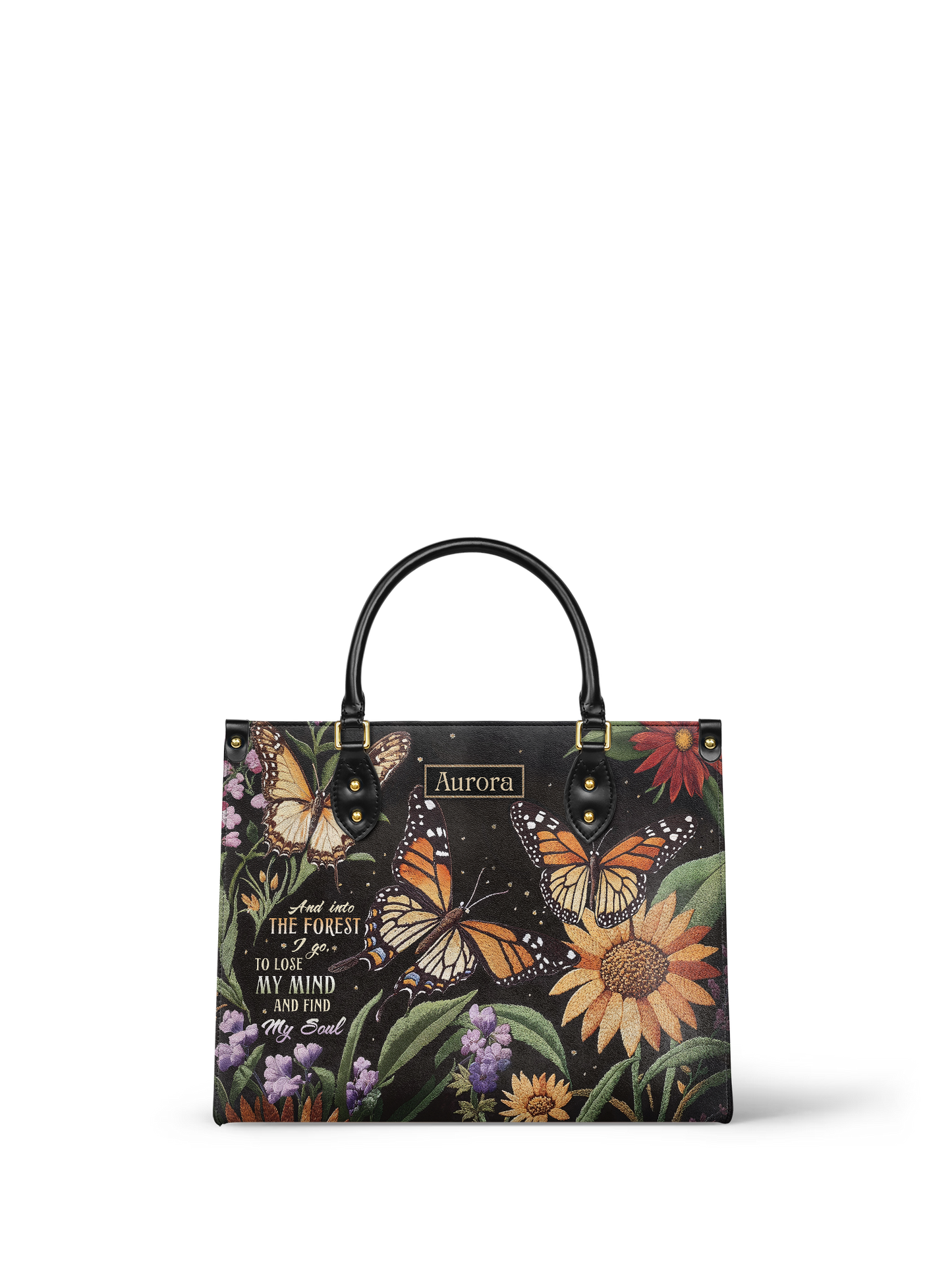 And Into The Forest I Go Butterfly Jungle HTRZ27124245RT Leather Bag