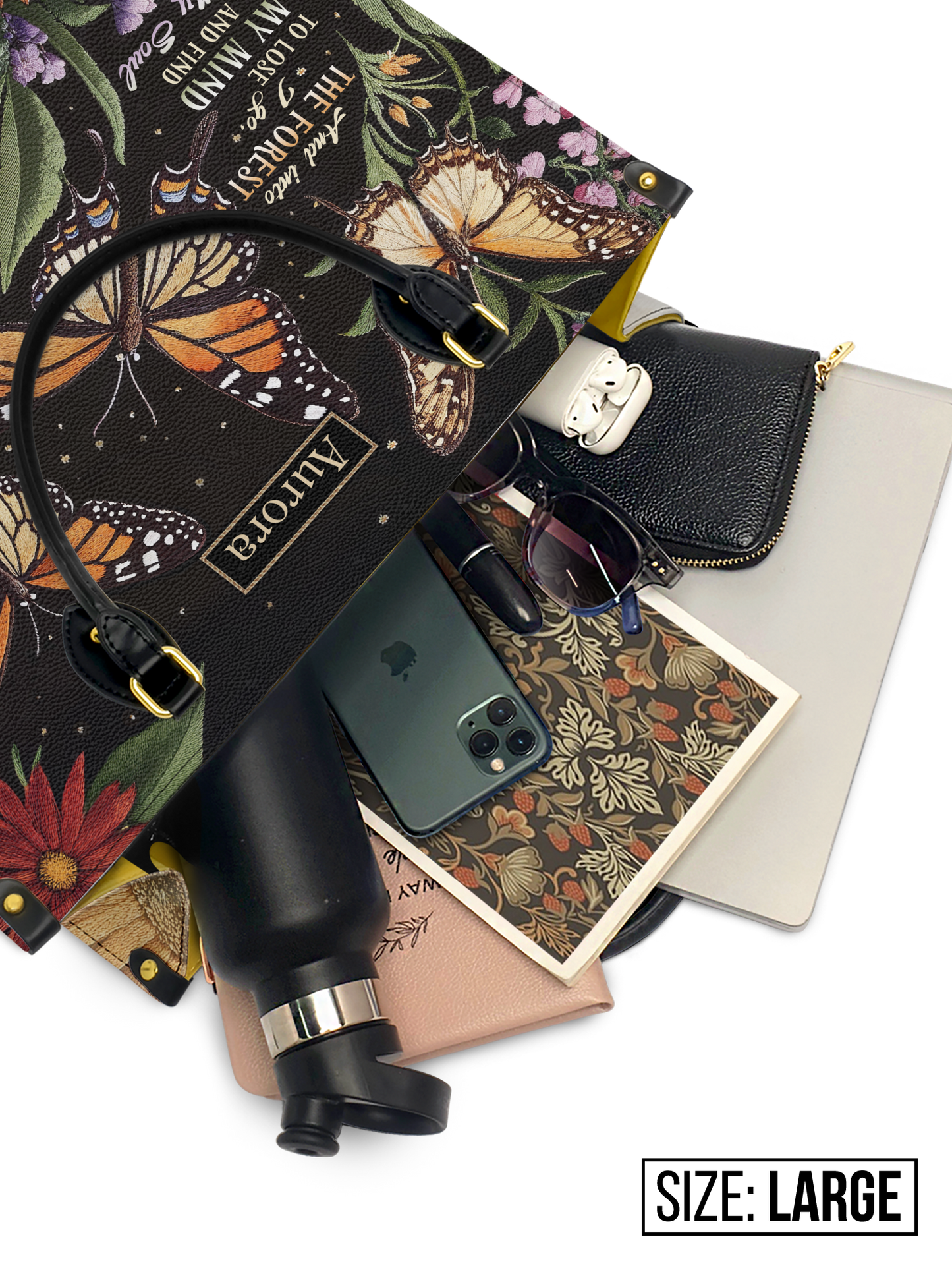 And Into The Forest I Go Butterfly Jungle HTRZ27124245RT Leather Bag