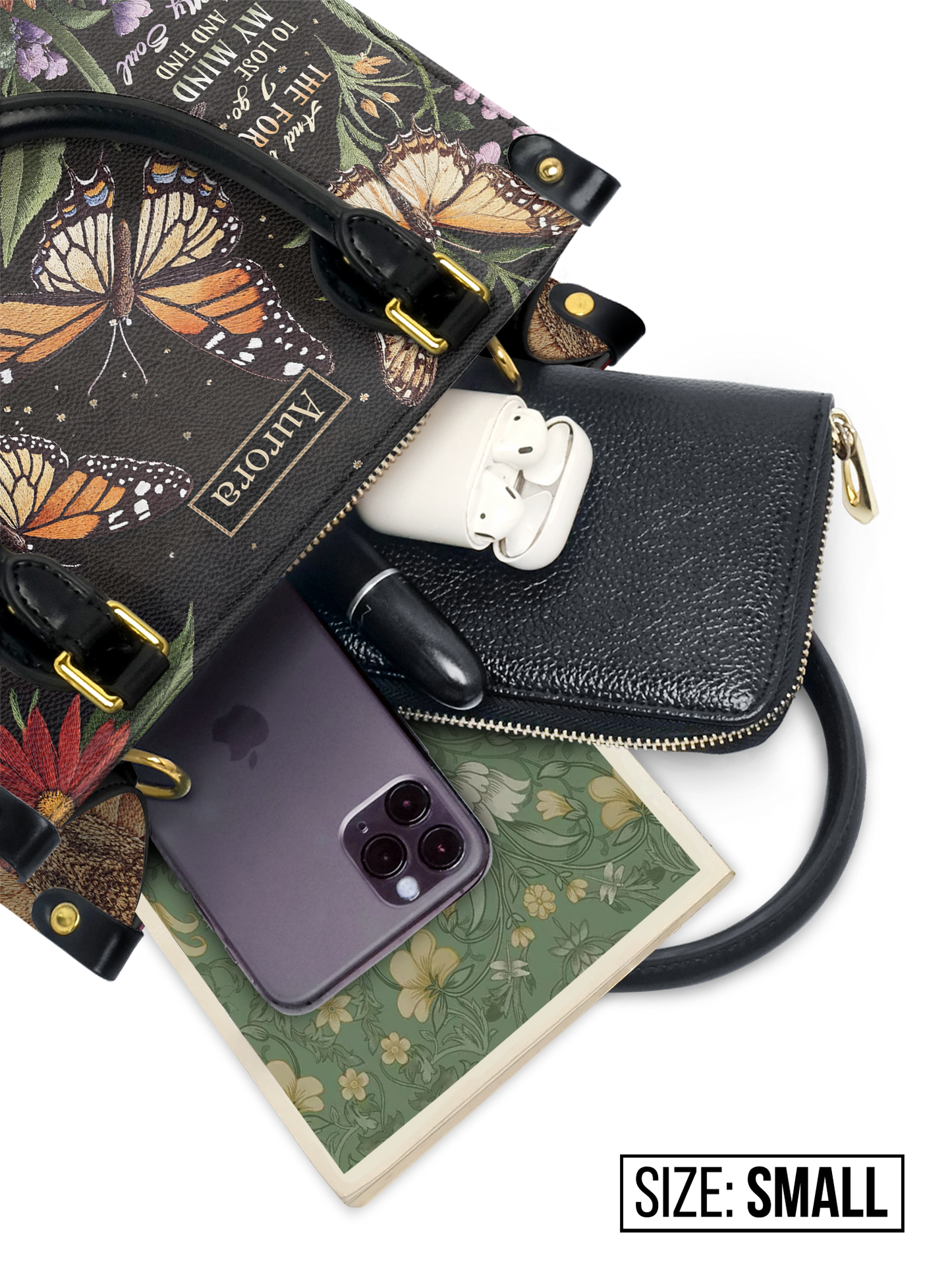 And Into The Forest I Go Butterfly Jungle HTRZ27124245RT Leather Bag