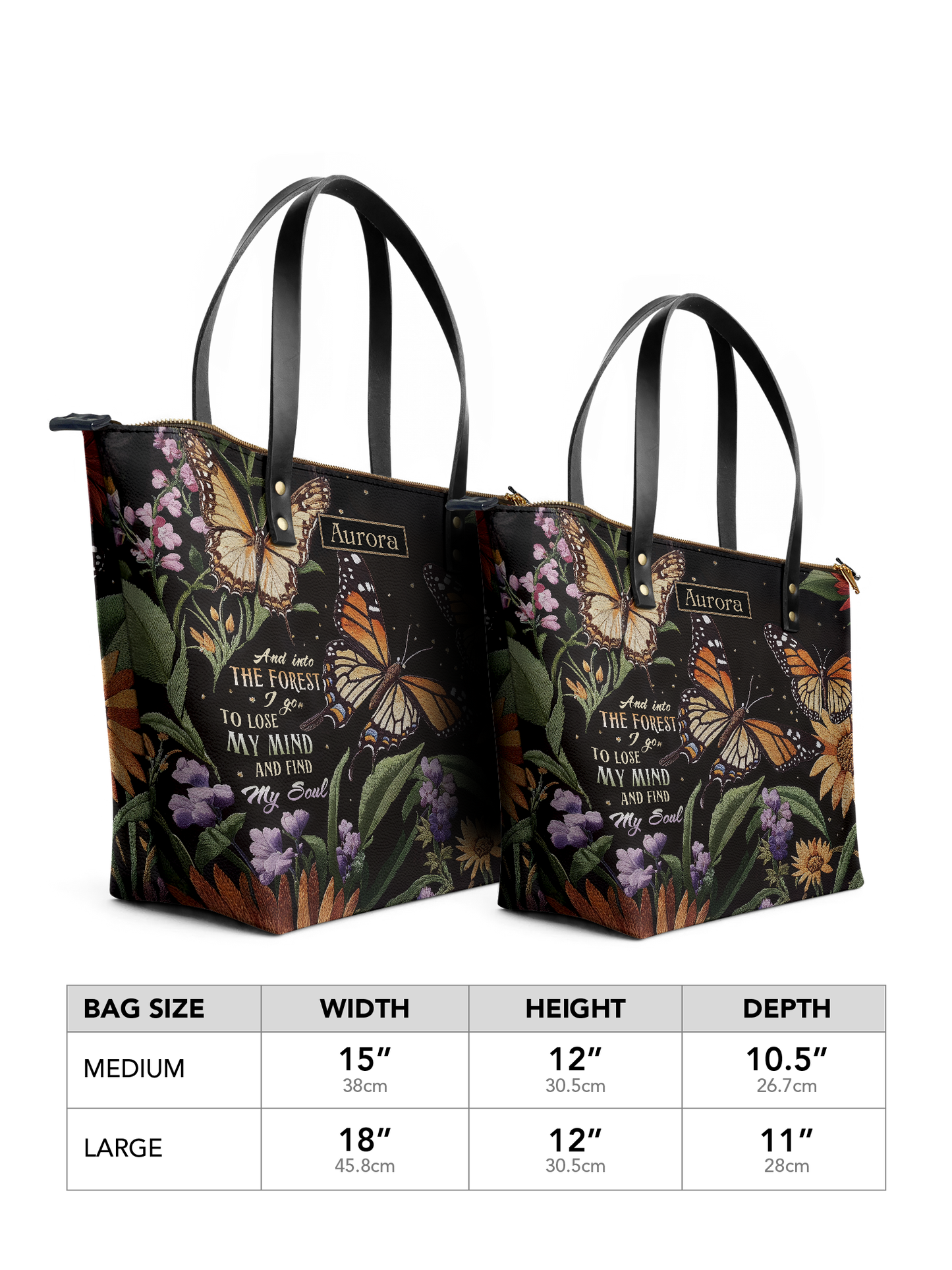 And Into The Forest I Go Butterfly Jungle HTRZ30128794EQ Leather Tote Bag
