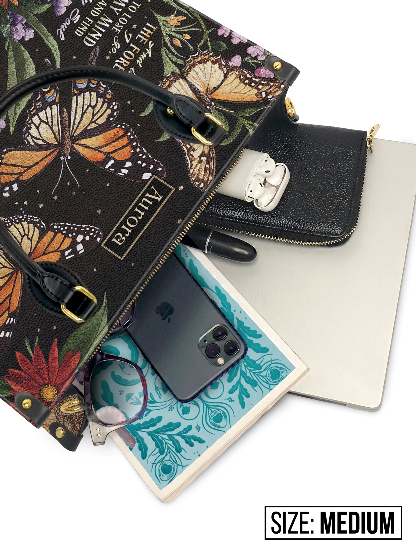And Into The Forest I Go Butterfly Jungle HTRZ27124245RT Leather Bag