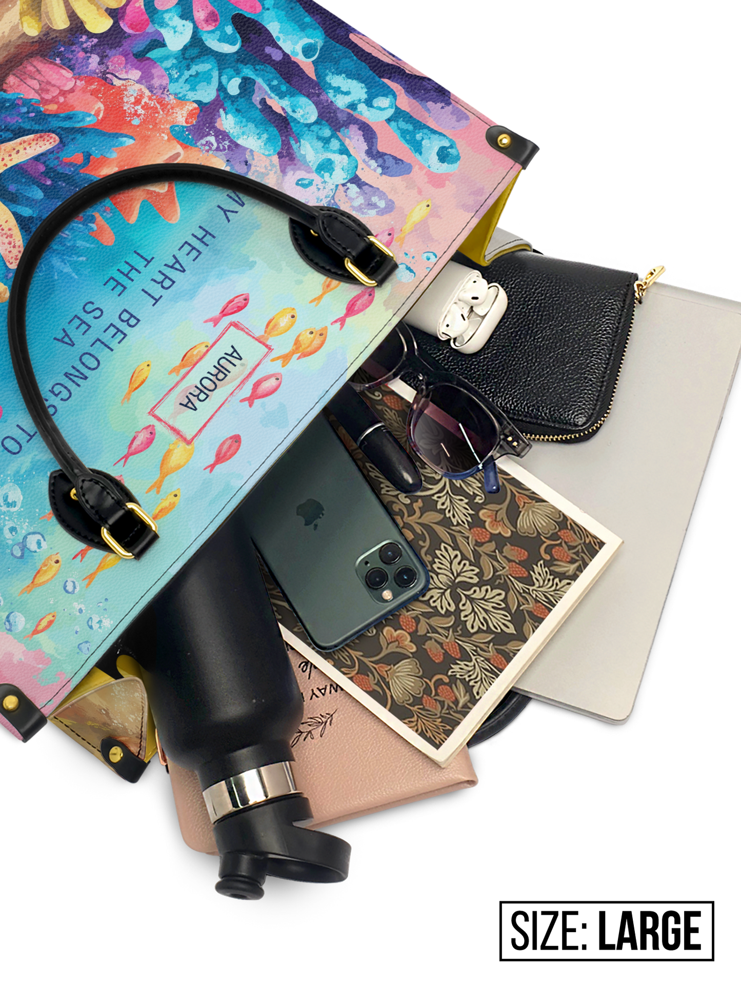 My Heart Belong To The Sea Coral Beach HTRZ27120650OV Leather Bag