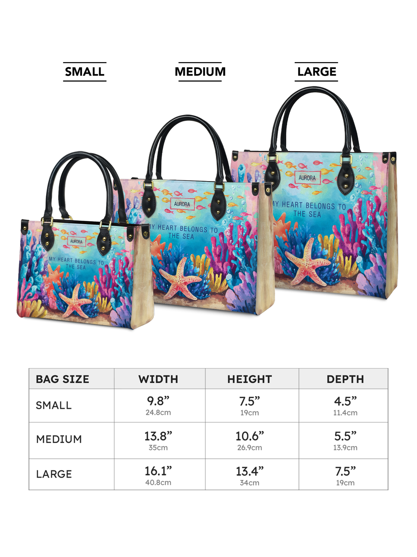 My Heart Belong To The Sea Coral Beach HTRZ27120650OV Leather Bag