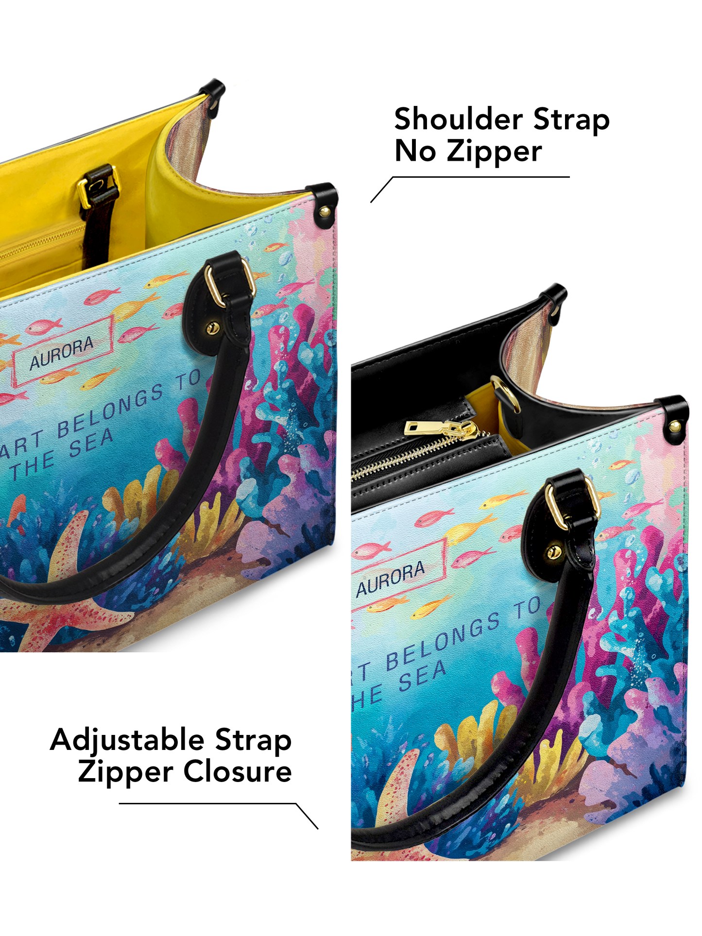 My Heart Belong To The Sea Coral Beach HTRZ27120650OV Leather Bag