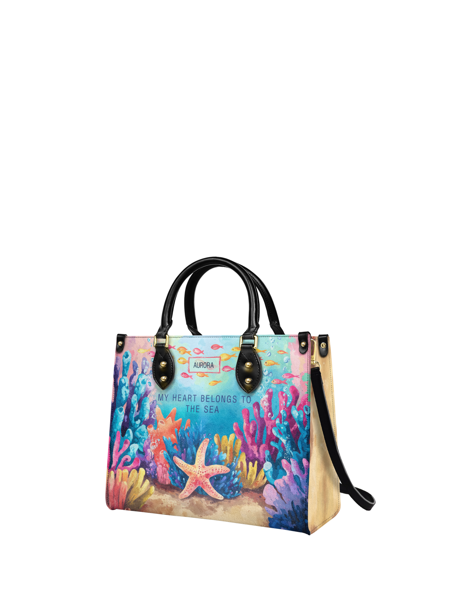 My Heart Belong To The Sea Coral Beach HTRZ27120650OV Leather Bag
