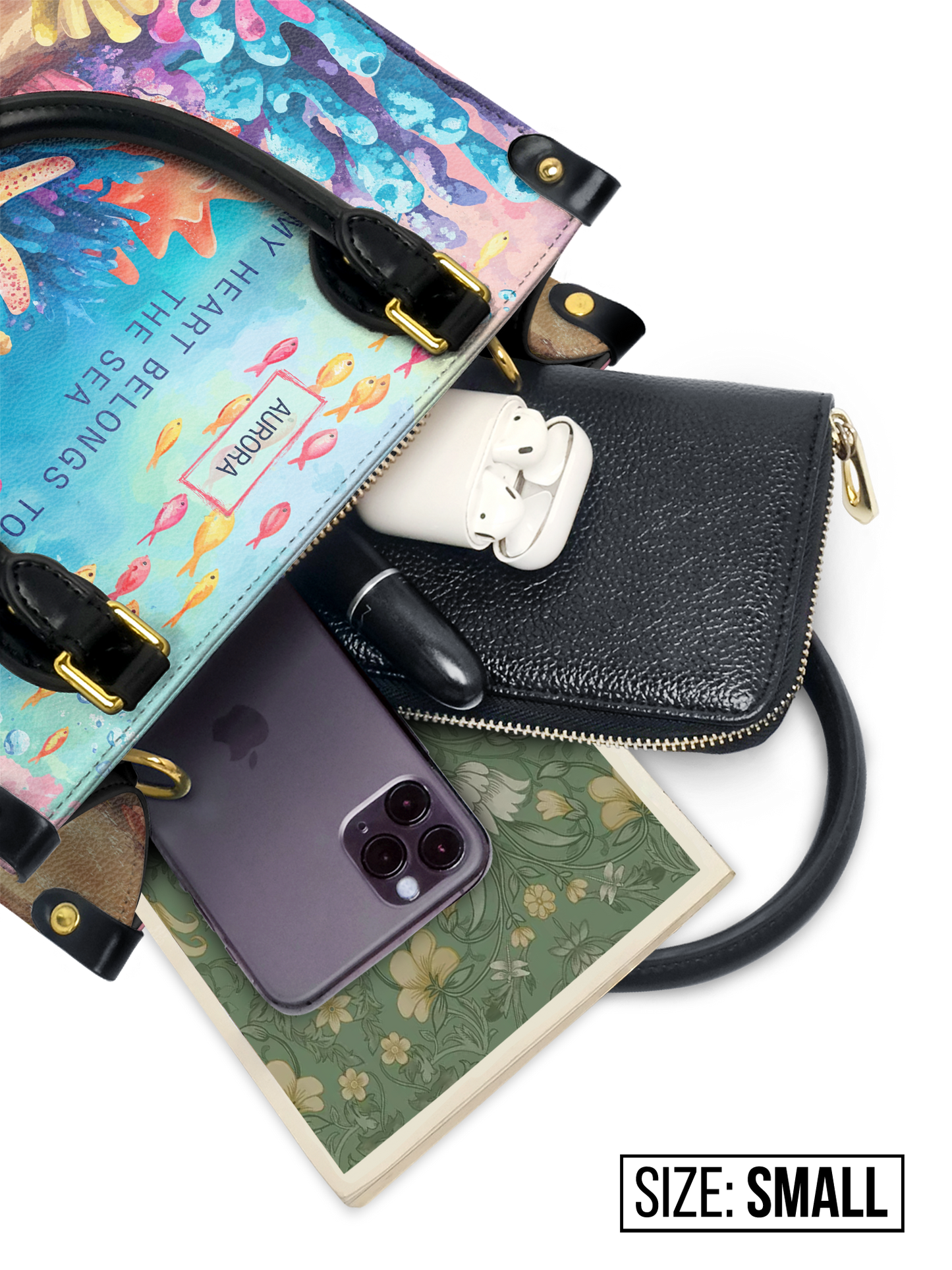 My Heart Belong To The Sea Coral Beach HTRZ27120650OV Leather Bag