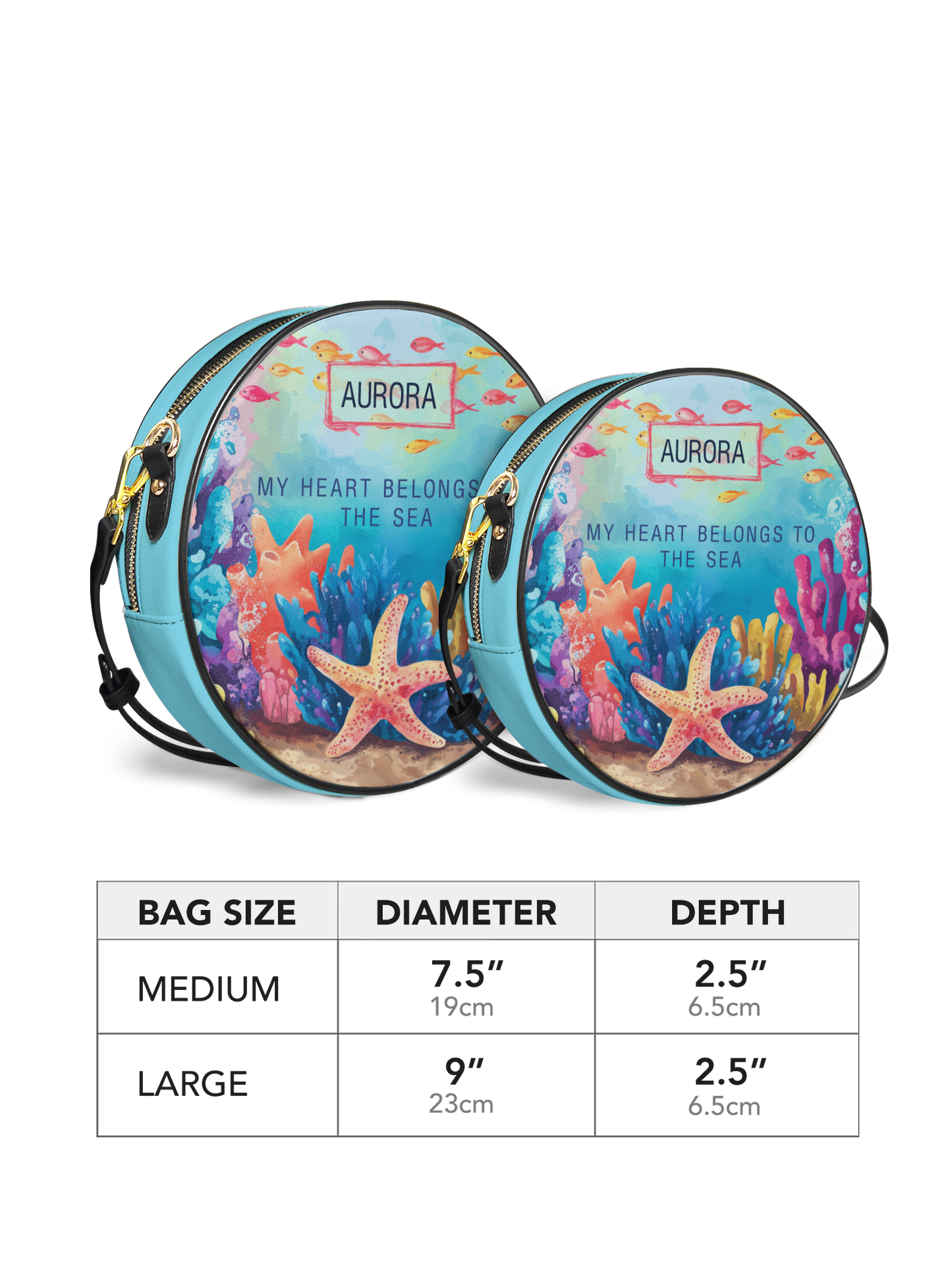 My Heart Belong To The Sea Coral Beach HHRZ02016259IY Circle Crossbody Bag