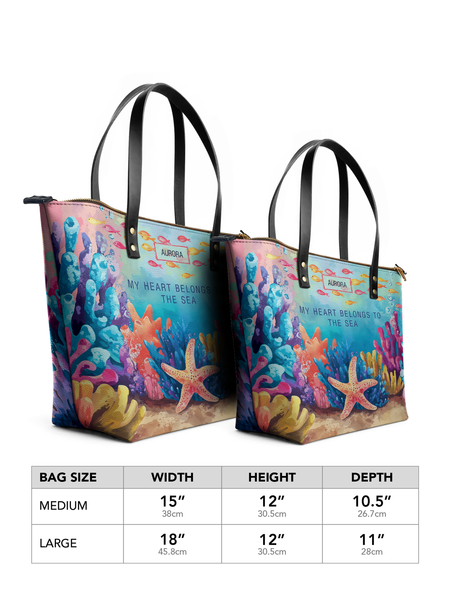 My Heart Belong To The Sea Coral Beach HTRZ30122566OW Leather Tote Bag