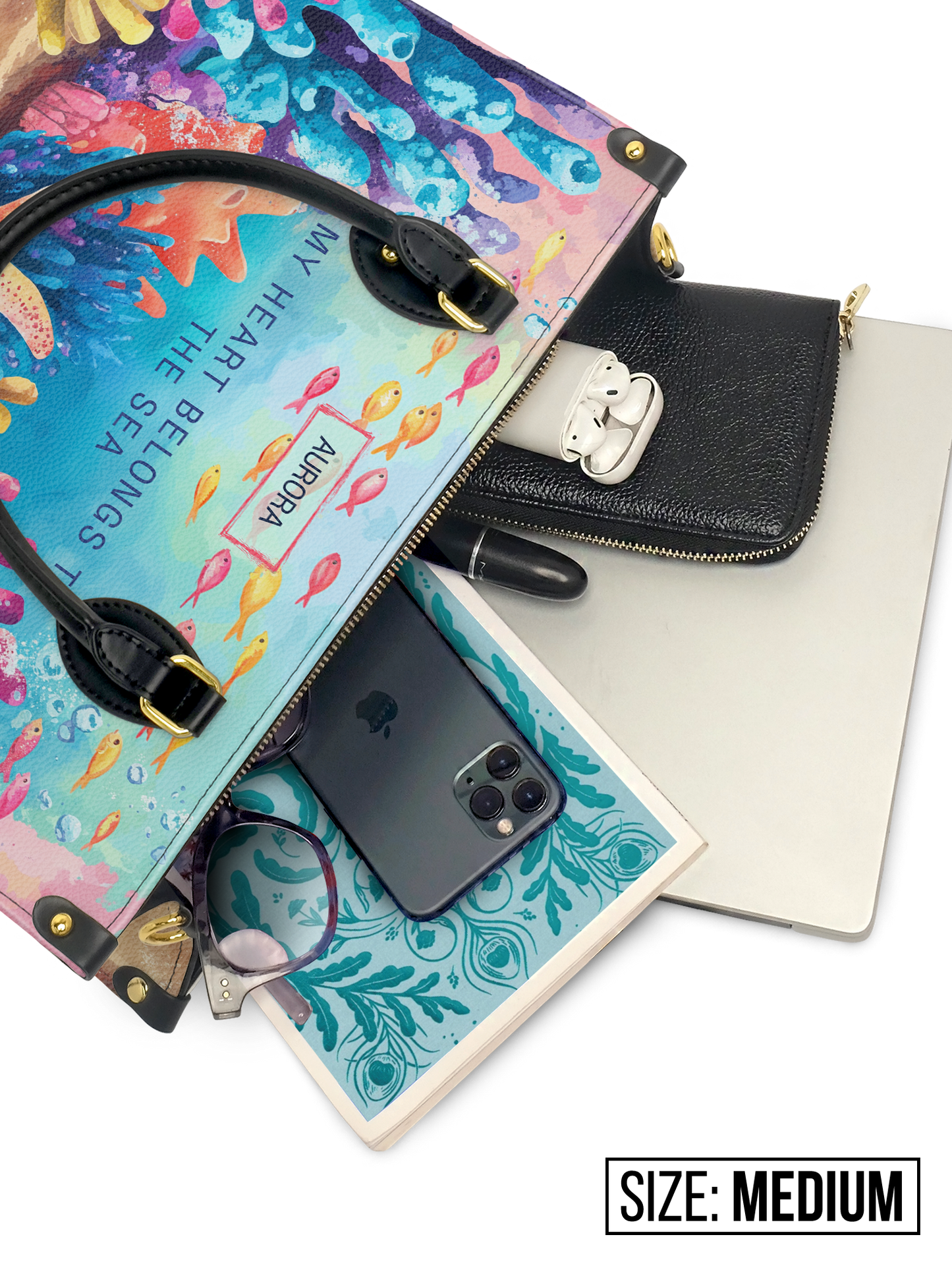 My Heart Belong To The Sea Coral Beach HTRZ27120650OV Leather Bag