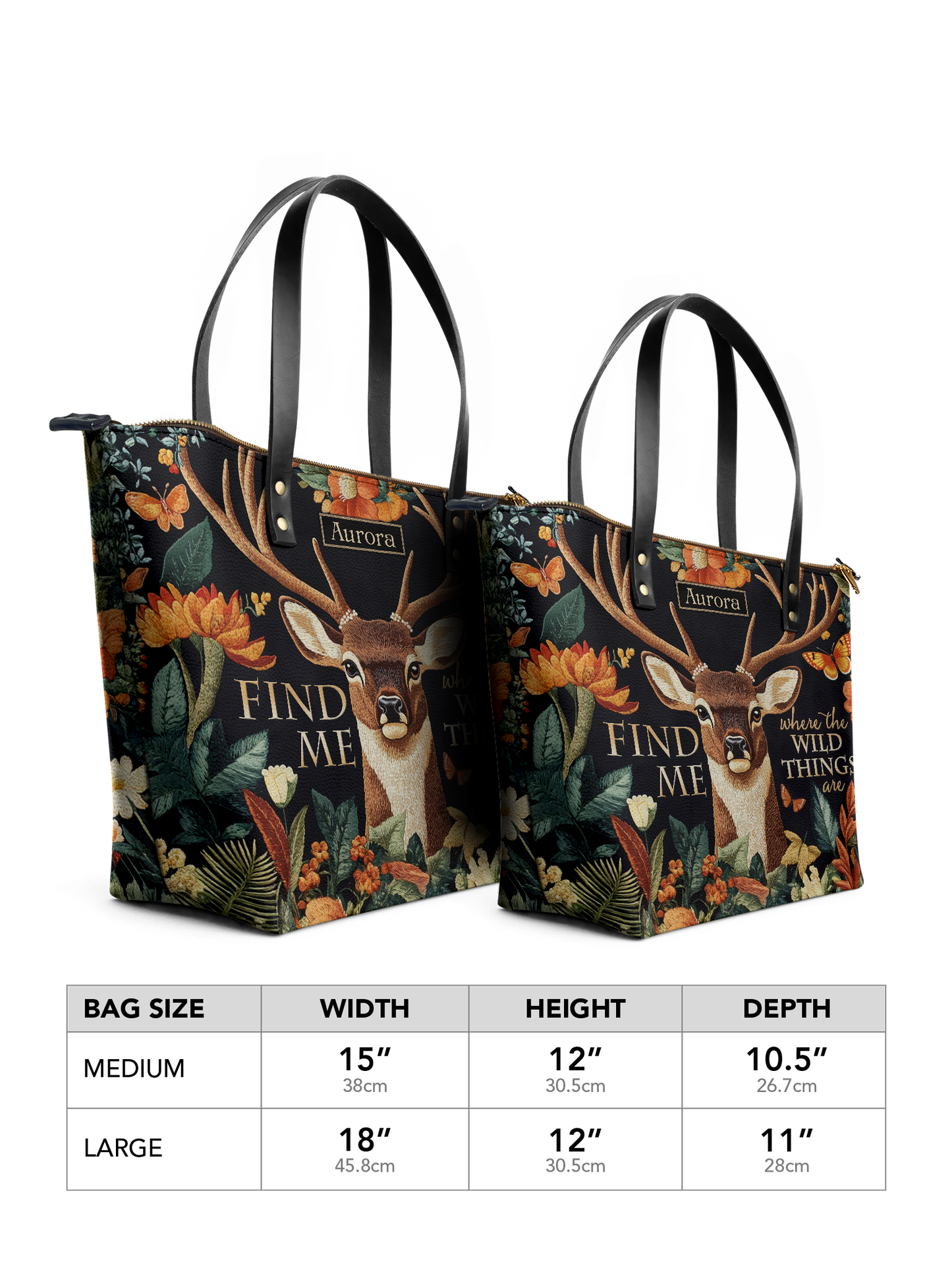 Find Me Where The Wild Things Are Deer HTRZ30125742MB Leather Tote Bag