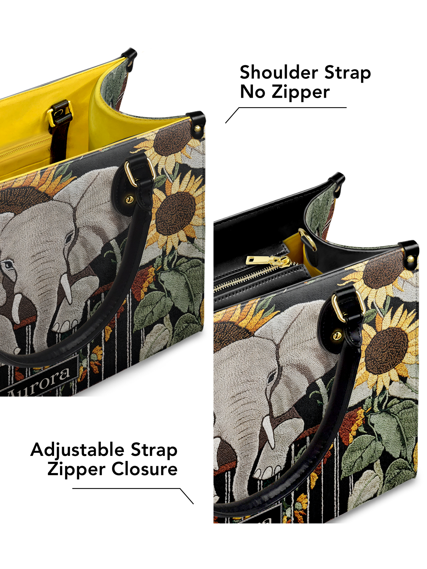 Elephant Sunflower HTRZ27124876ID Leather Bag
