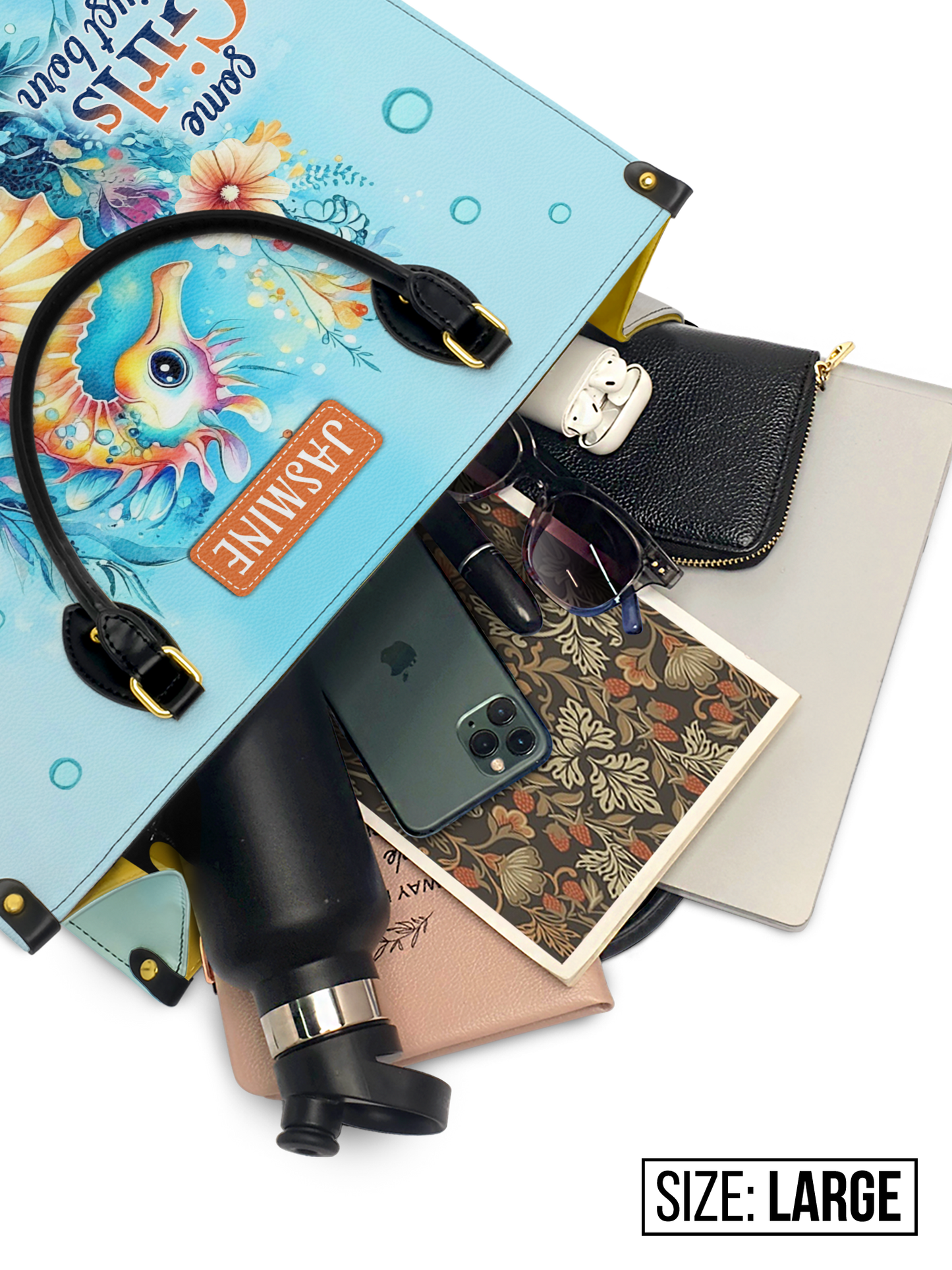 Some Girls Are Just Born With The Ocean In Their Souls Seahorse Beach HHRZ27125717WQ Leather Bag