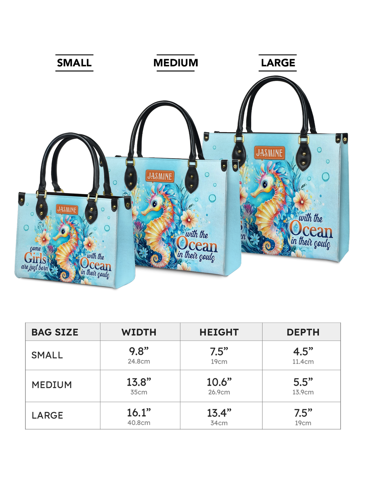 Some Girls Are Just Born With The Ocean In Their Souls Seahorse Beach HHRZ27125717WQ Leather Bag