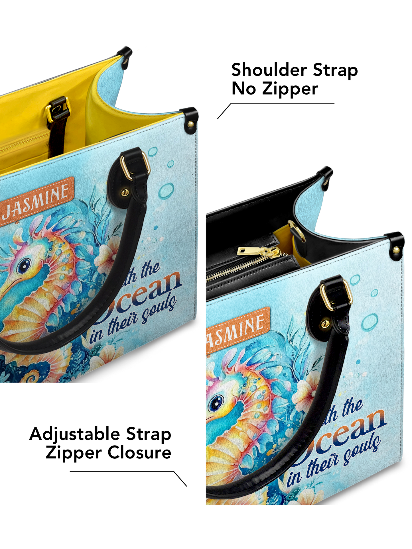 Some Girls Are Just Born With The Ocean In Their Souls Seahorse Beach HHRZ27125717WQ Leather Bag