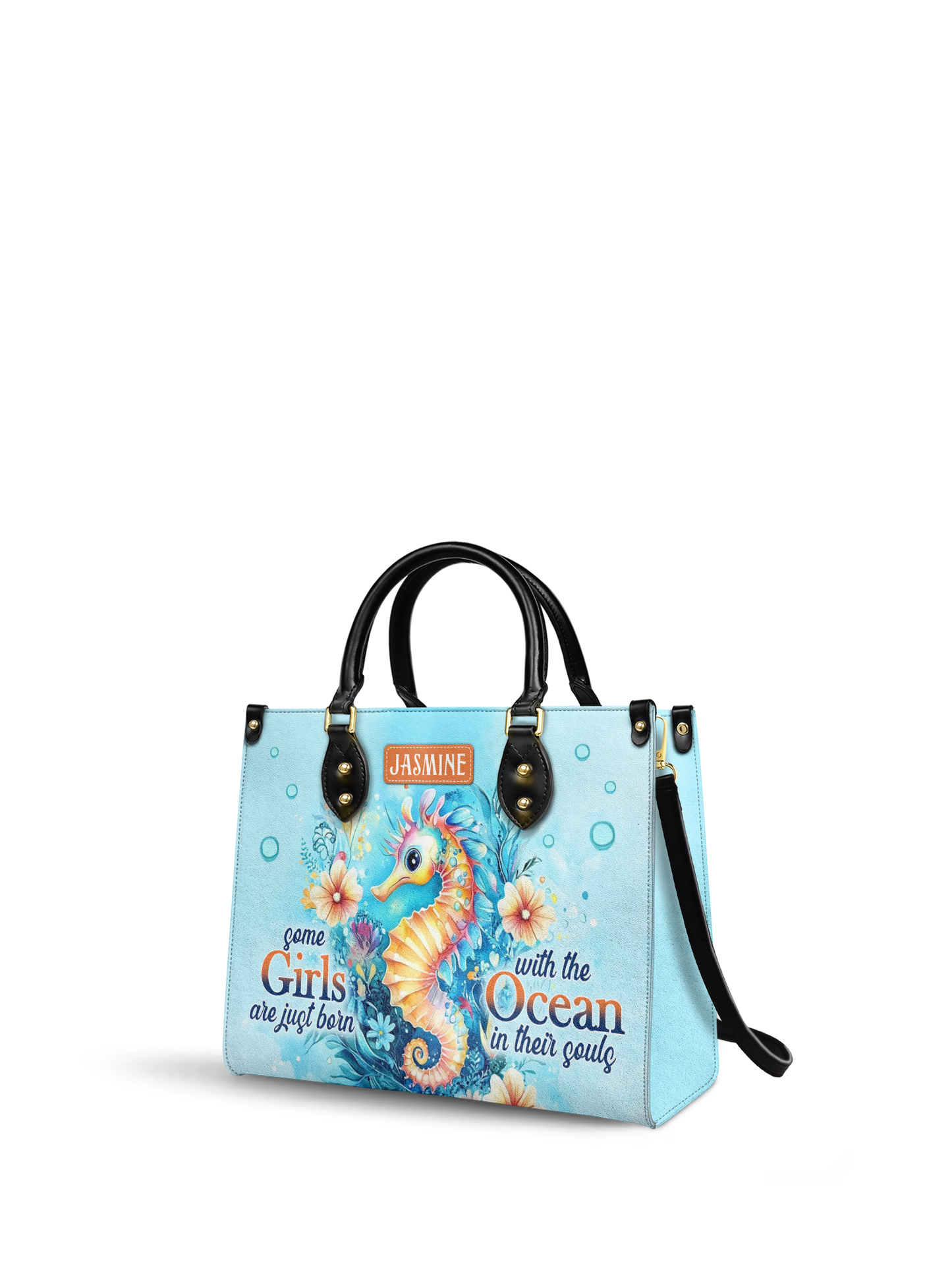 Some Girls Are Just Born With The Ocean In Their Souls Seahorse Beach HHRZ27125717WQ Leather Bag