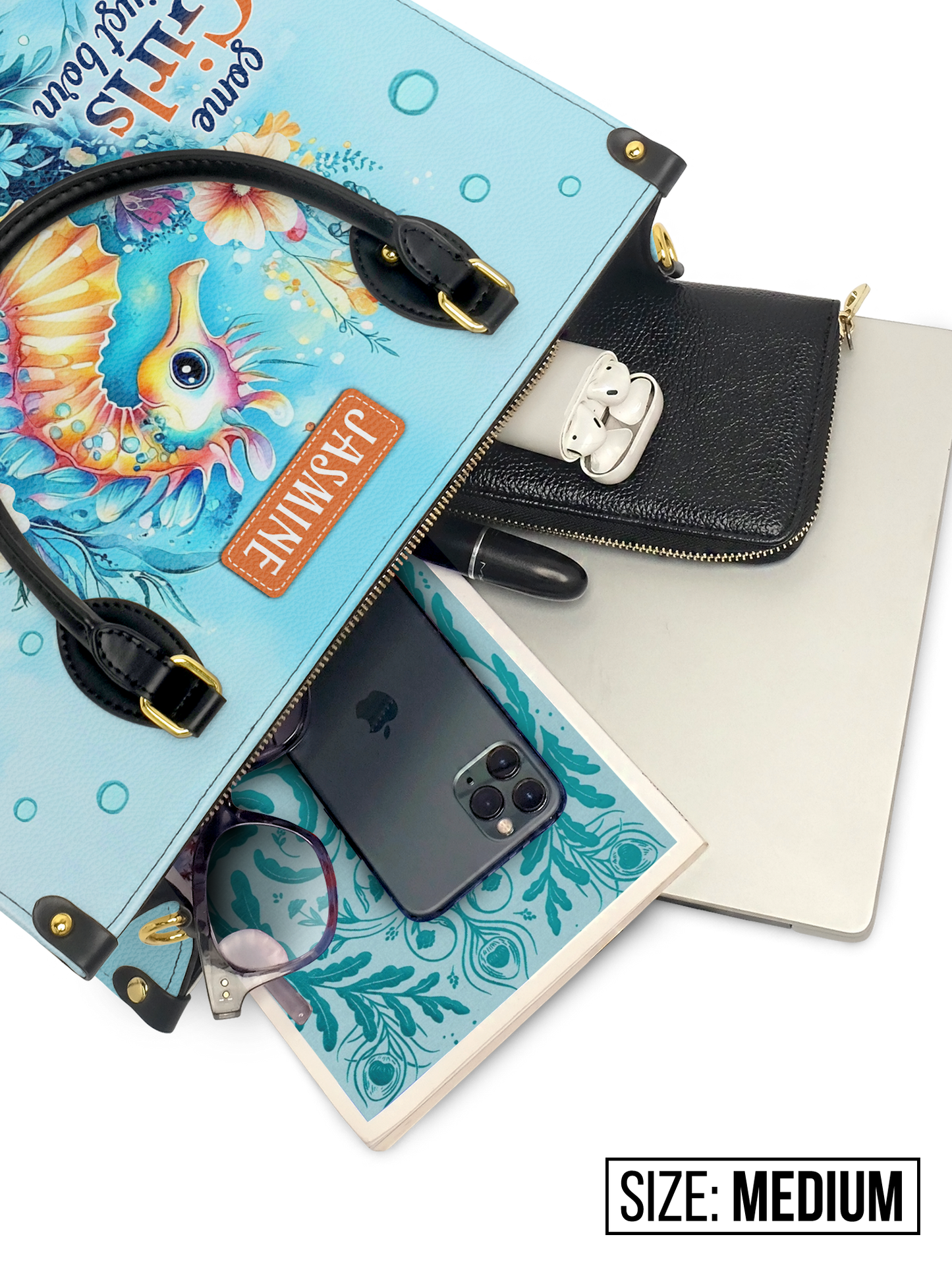 Some Girls Are Just Born With The Ocean In Their Souls Seahorse Beach HHRZ27125717WQ Leather Bag