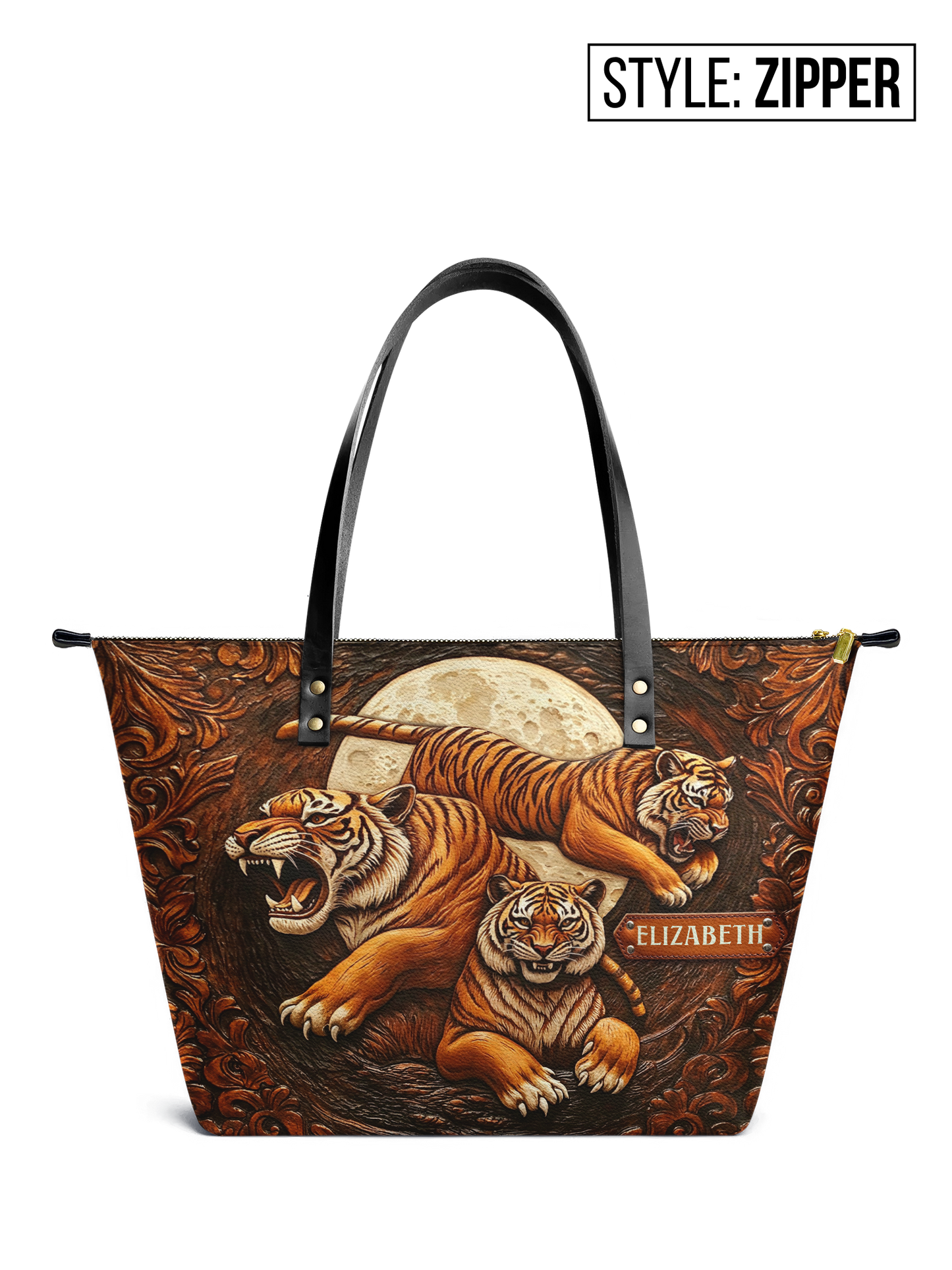 Tiger Leather ANRZ02012621WI Leather Tote Bag