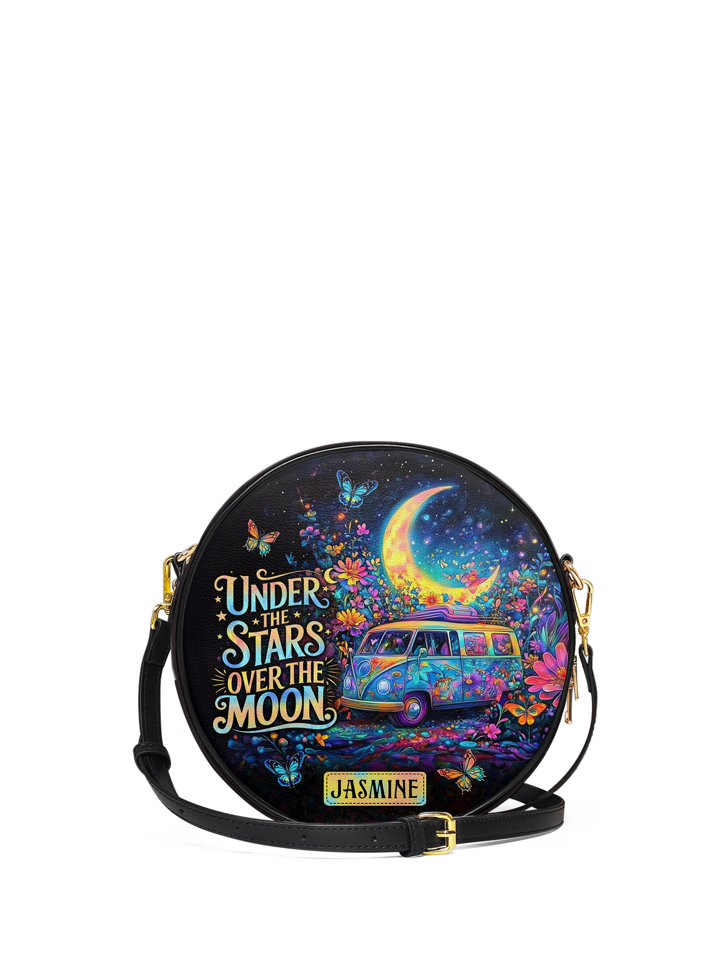 Under The Stars Over The Moon RV Van HHRZ02011895RS Circle Crossbody Bag