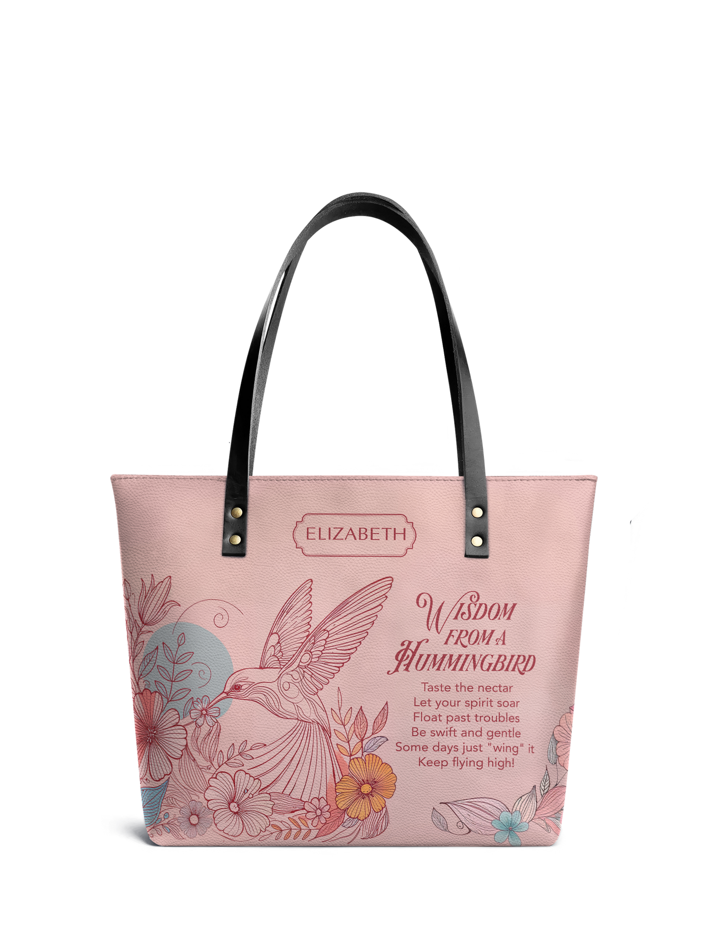 Wisdom From A Hummingbird ANRZ02012593WE Leather Tote Bag
