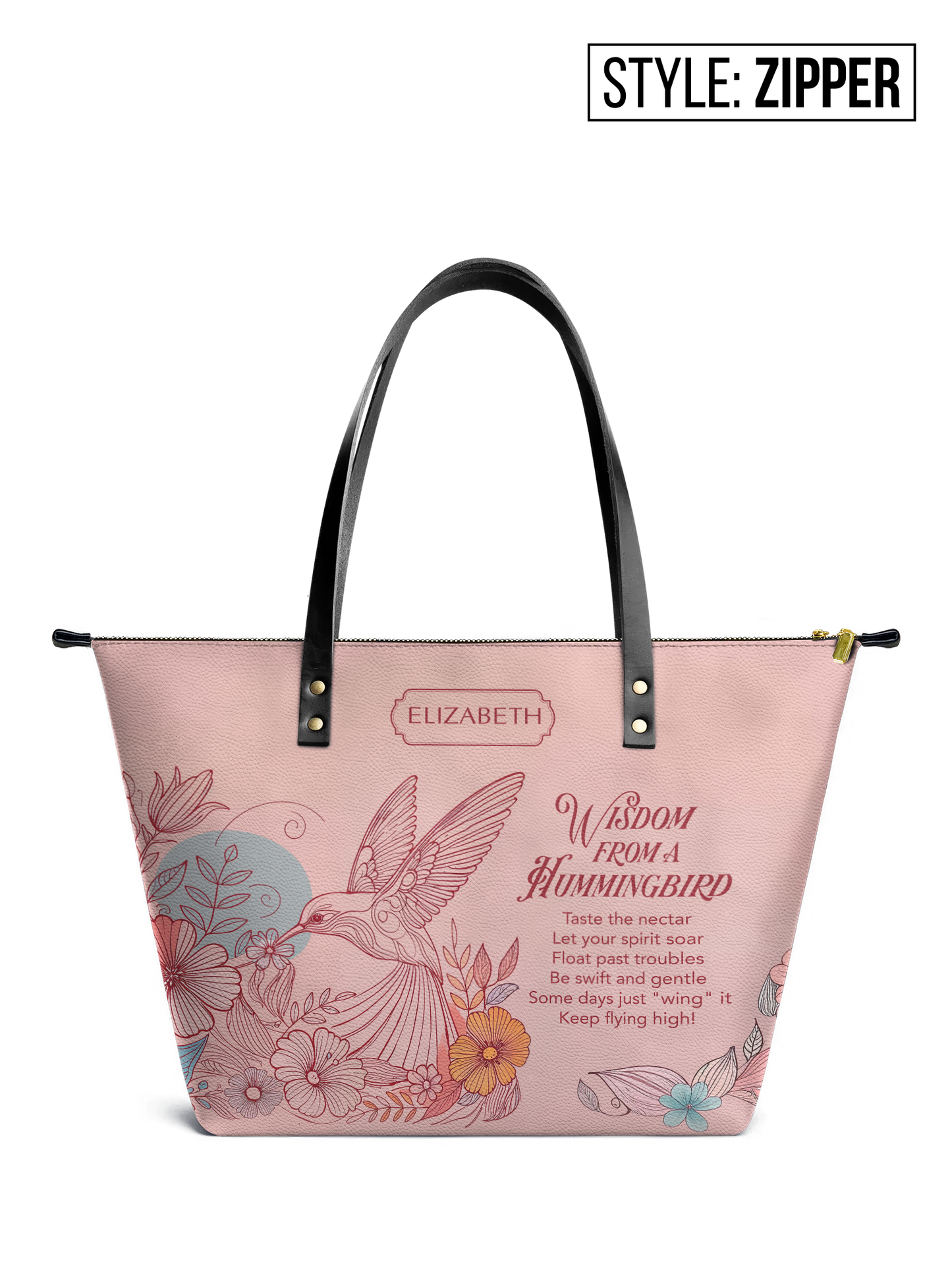 Wisdom From A Hummingbird ANRZ02012593WE Leather Tote Bag