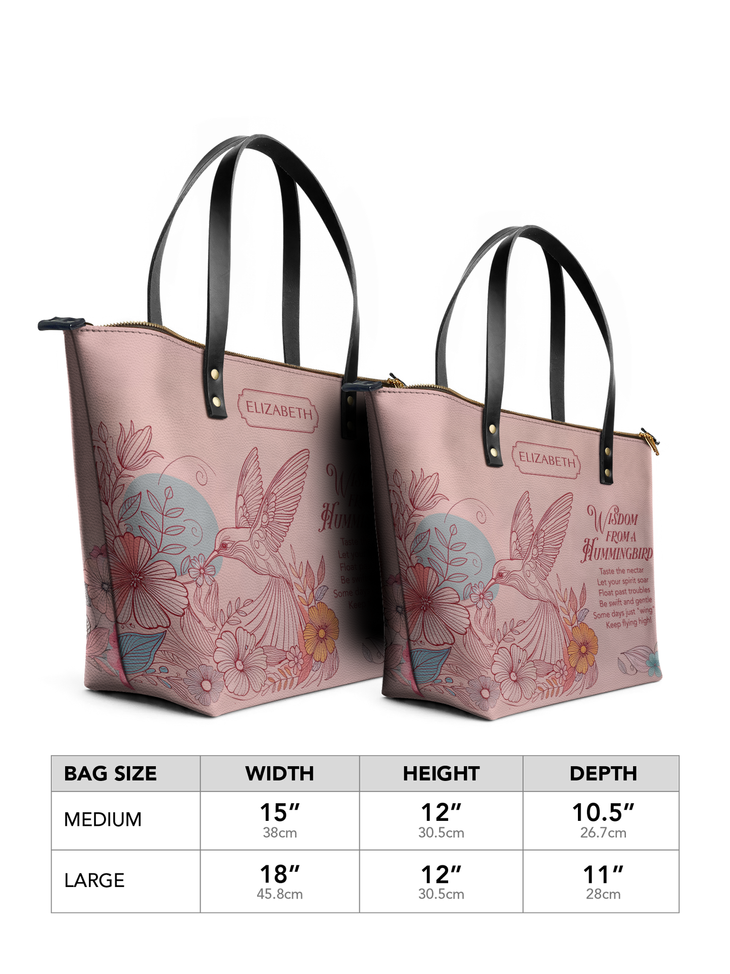 Wisdom From A Hummingbird ANRZ02012593WE Leather Tote Bag