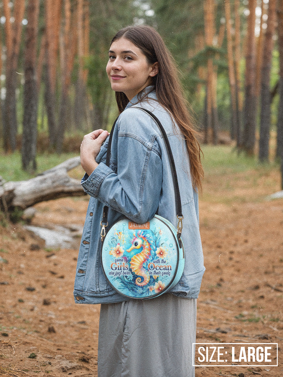 Some Girls Are Just Born With The Ocean In Their Souls Seahorse Beach HHRZ02018364XS Circle Crossbody Bag
