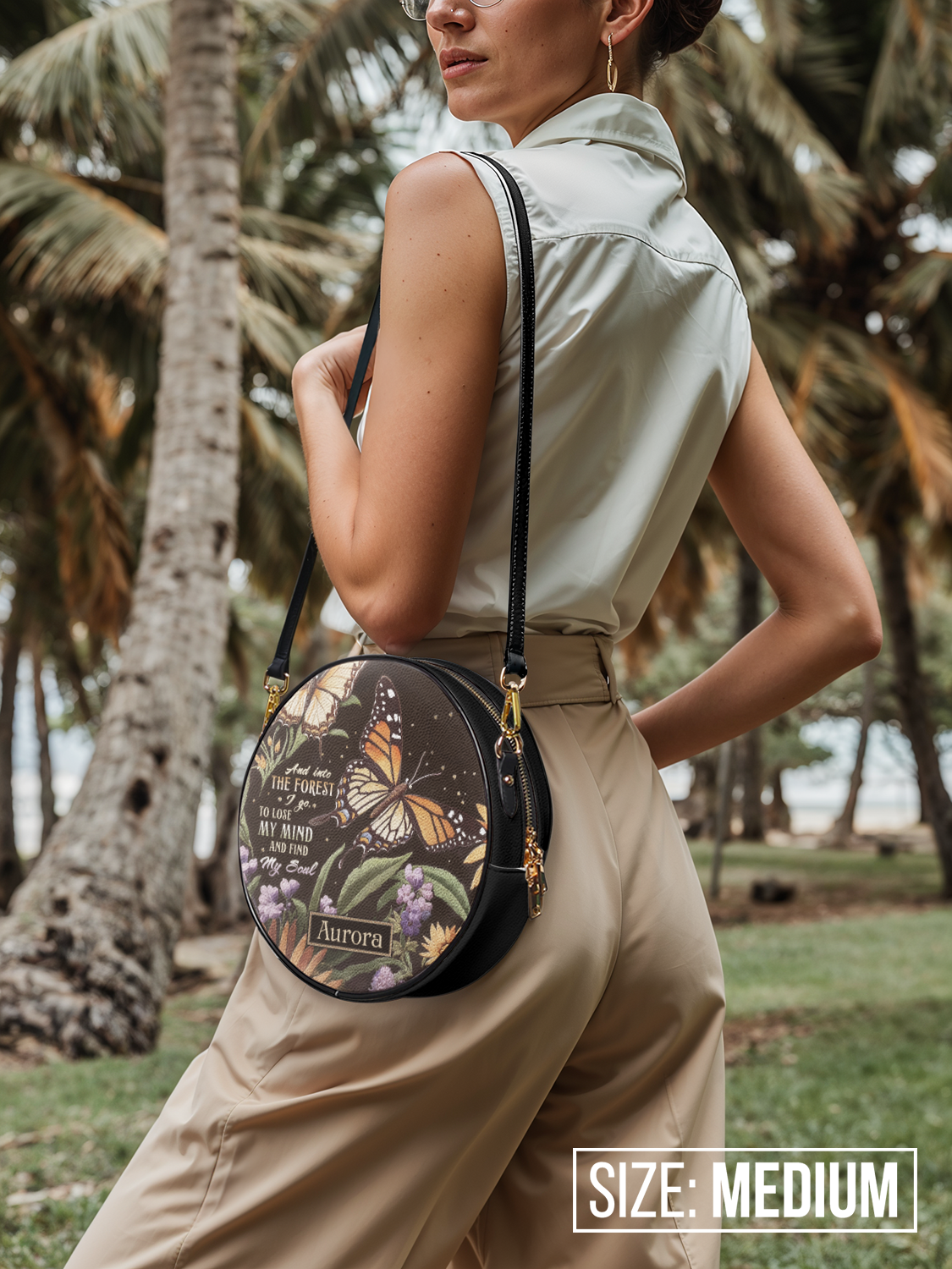 And Into The Forest I Go Butterfly Jungle HHRZ02010072XQ Circle Crossbody Bag