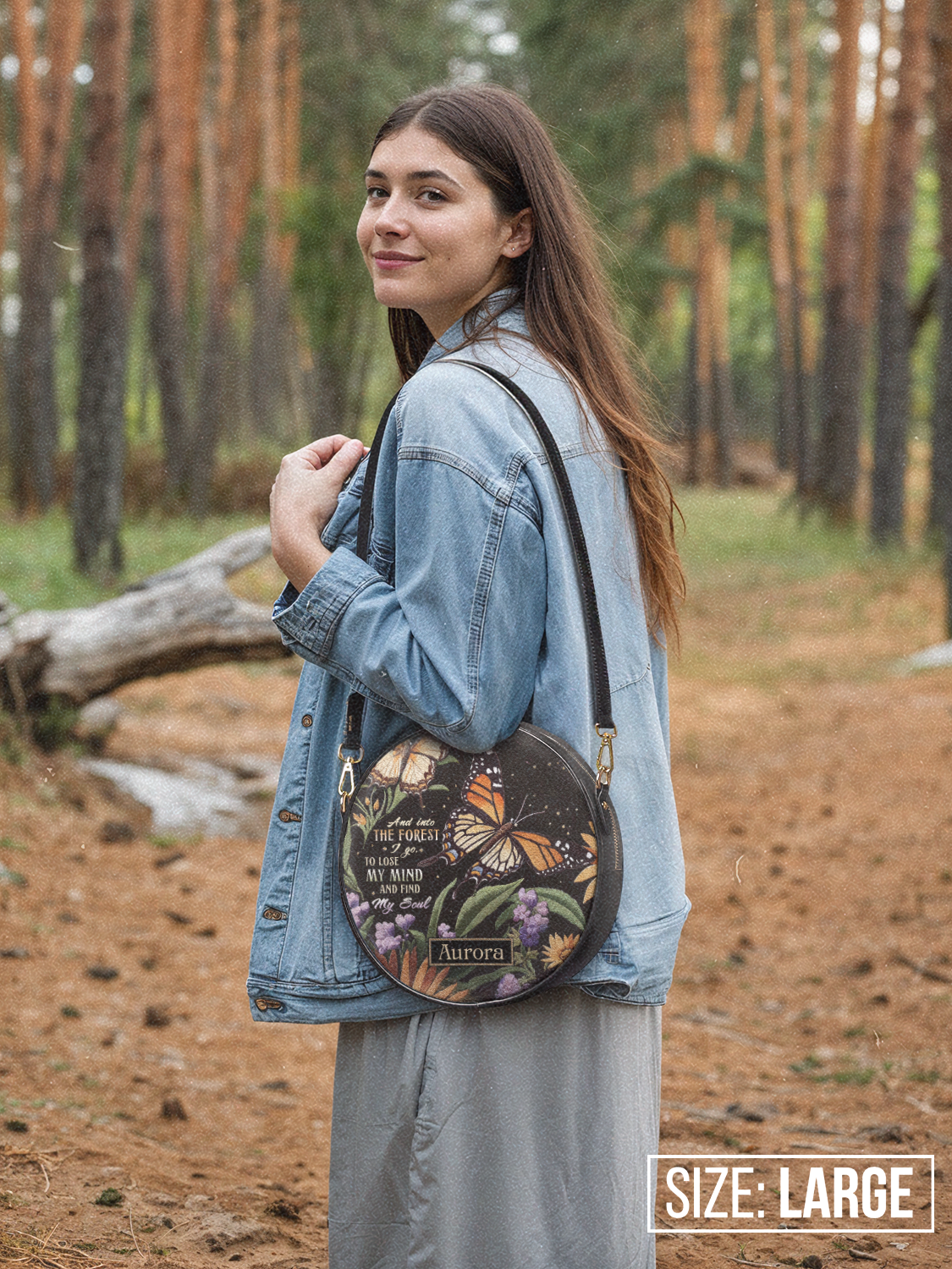 And Into The Forest I Go Butterfly Jungle HHRZ02010072XQ Circle Crossbody Bag