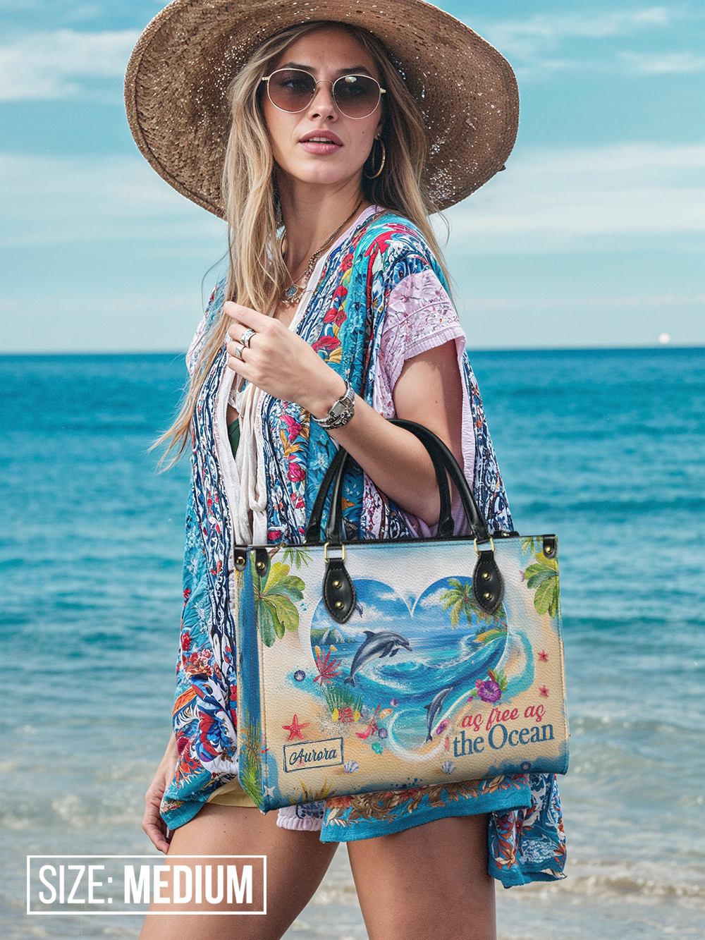 Dolphin As Free As The Ocean Dolphin Beach HTRZ27128927HK Leather Bag