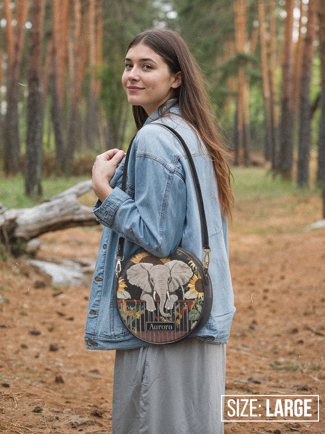 Elephant Sunflower HHRZ02012736EG Circle Crossbody Bag