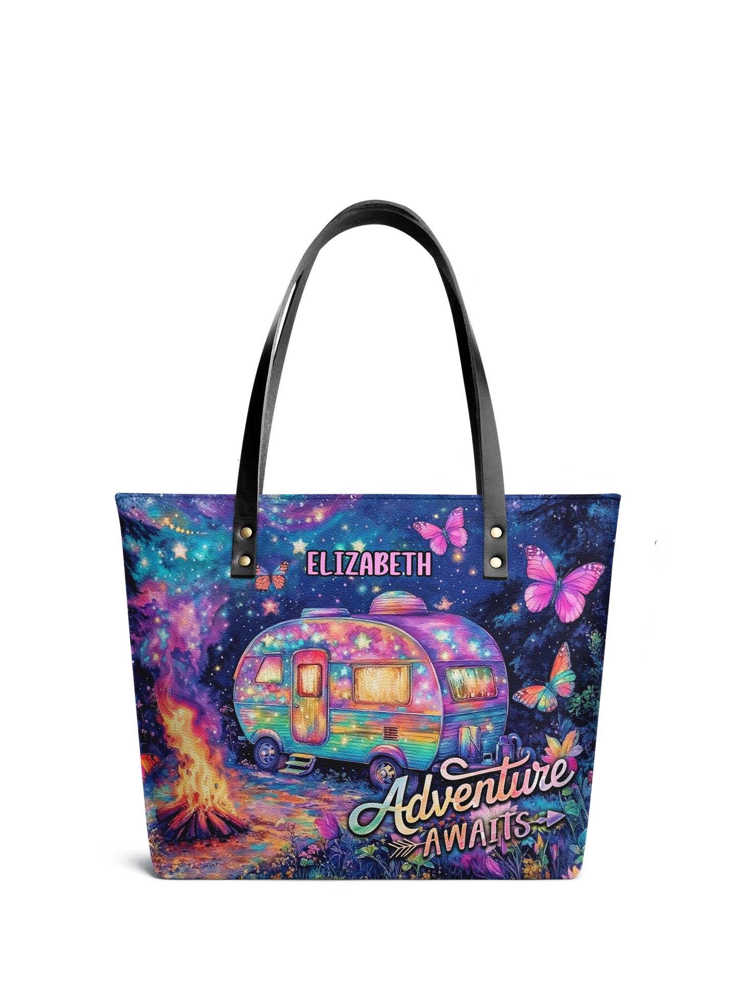 Adventure Awaits RV Van Jungle ANRZ02011632LX Leather Tote Bag