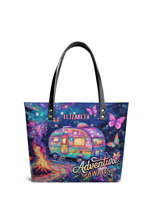 Adventure Awaits RV Van Jungle ANRZ02011632LX Leather Tote Bag