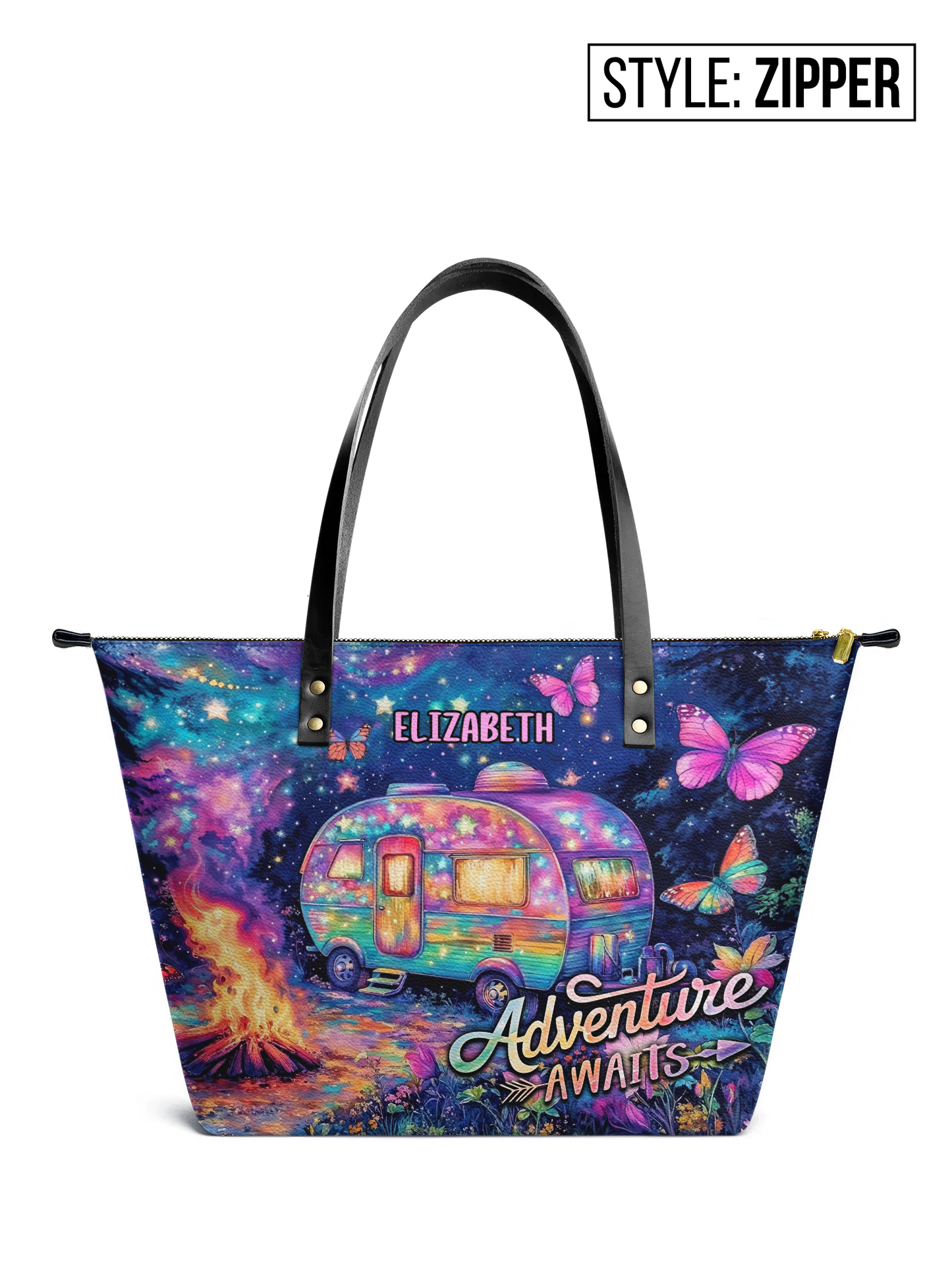 Adventure Awaits RV Van Jungle ANRZ02011632LX Leather Tote Bag