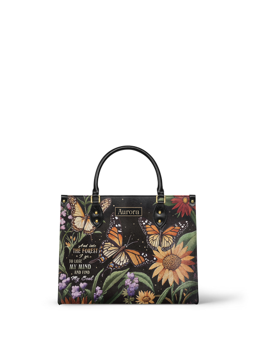 And Into The Forest I Go Butterfly Jungle HTRZ27124245RT Leather Bag