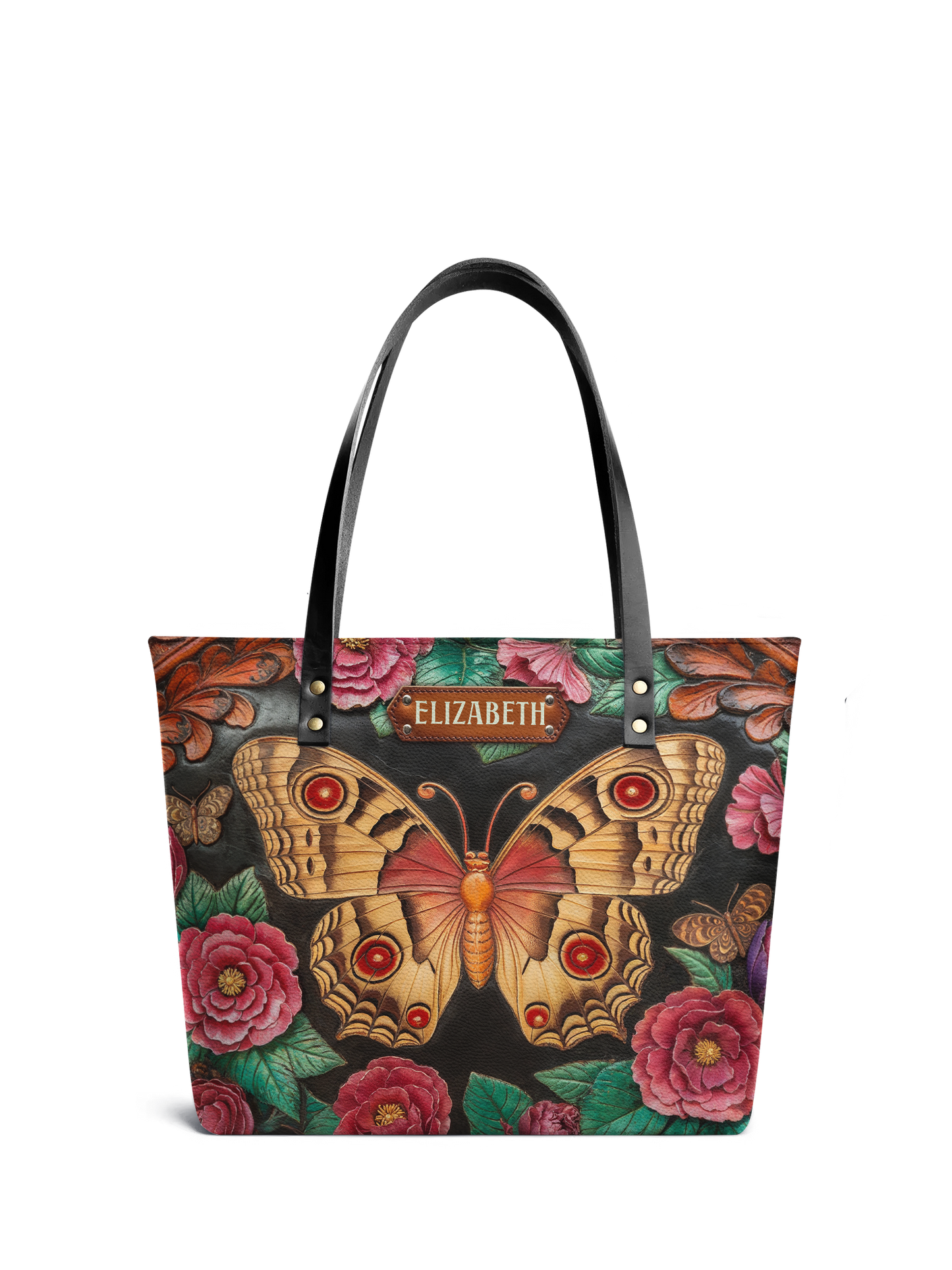 Butterfly Flower ANRZ02013922BI Leather Tote Bag