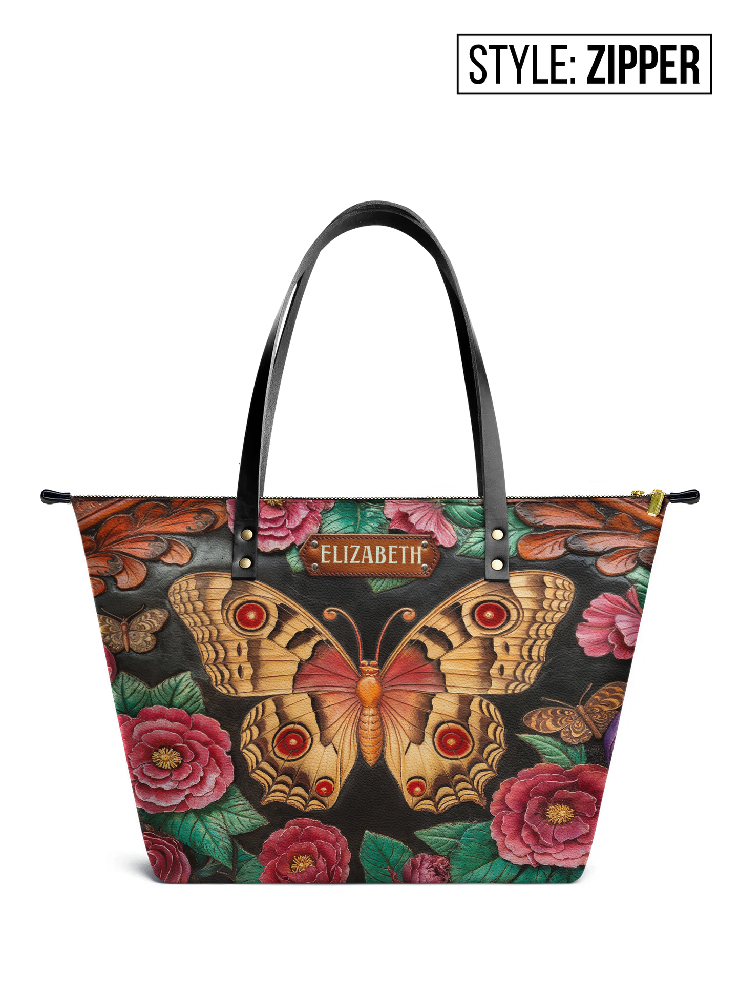 Butterfly Flower ANRZ02013922BI Leather Tote Bag