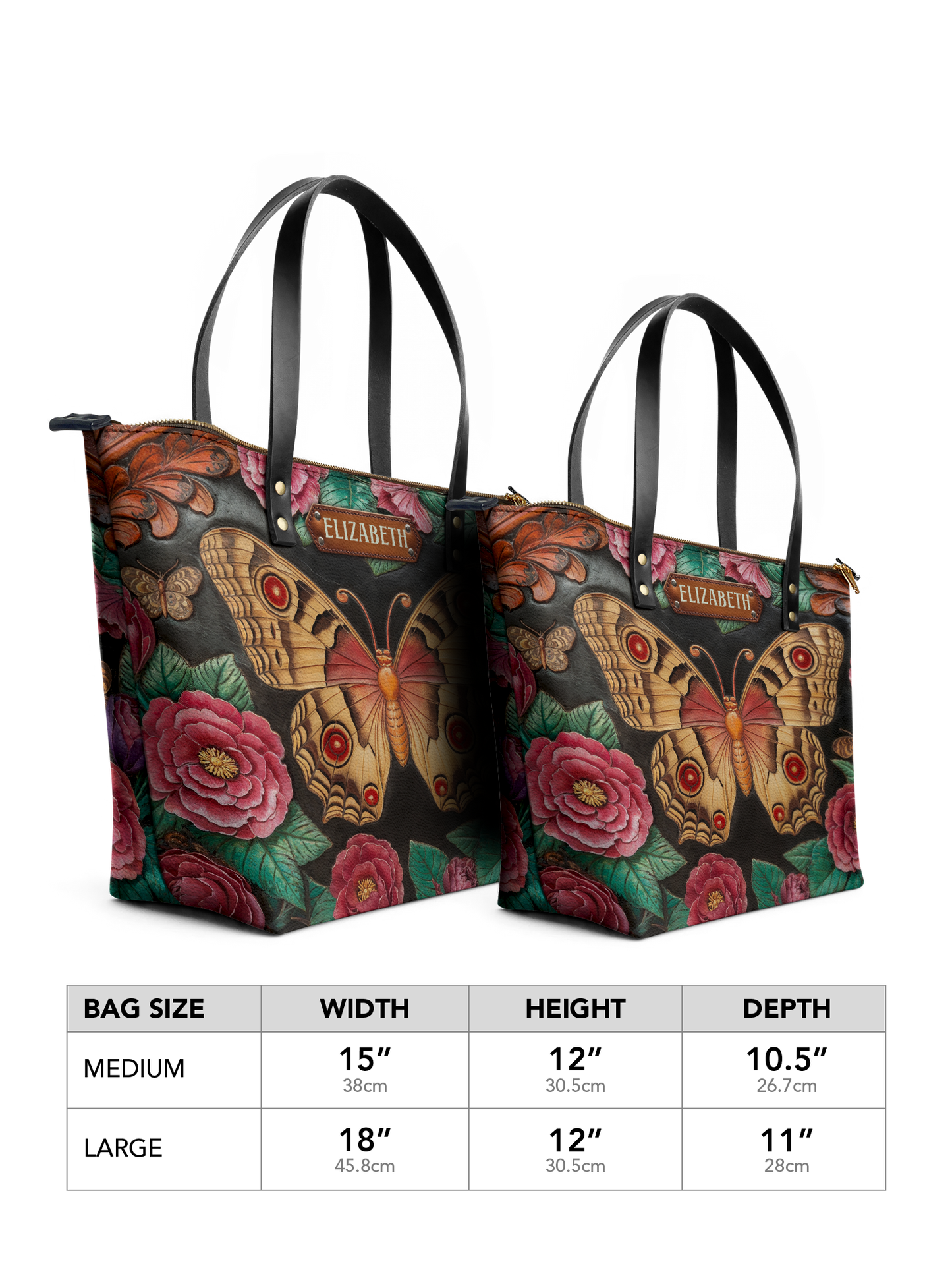 Butterfly Flower ANRZ02013922BI Leather Tote Bag