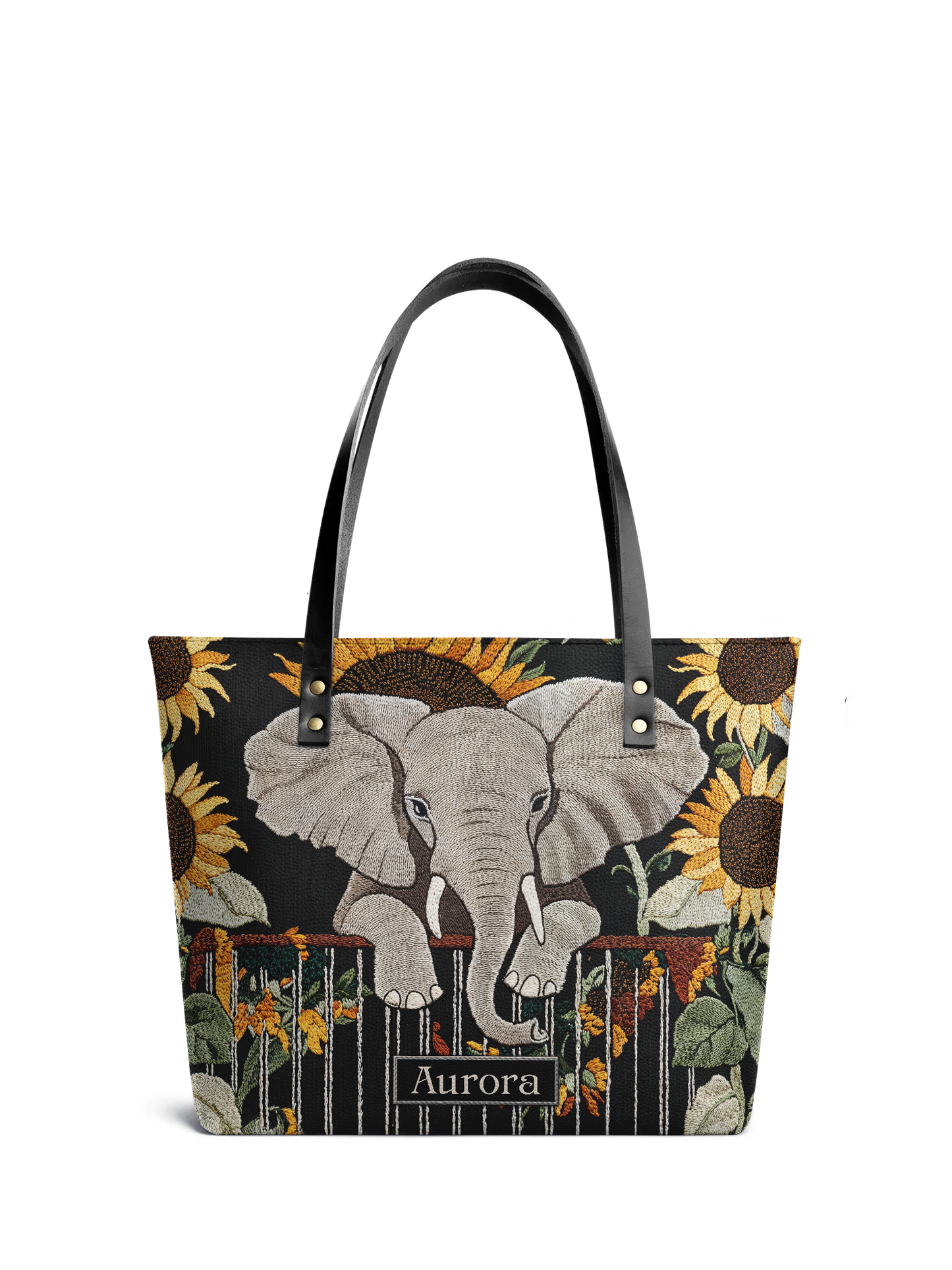 Elephant Sunflower HTRZ30123771DR Leather Tote Bag